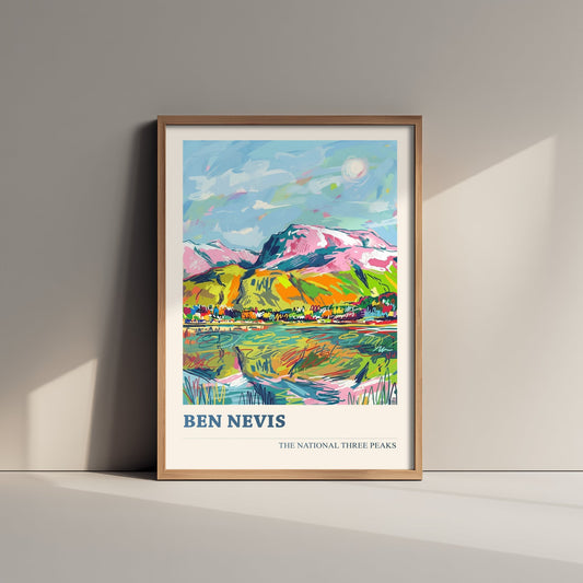 Ben Nevis Travel Poster - Art Print - Vibrant Sketch Illustration - Scottish Highlands Wall Art V2 2/3