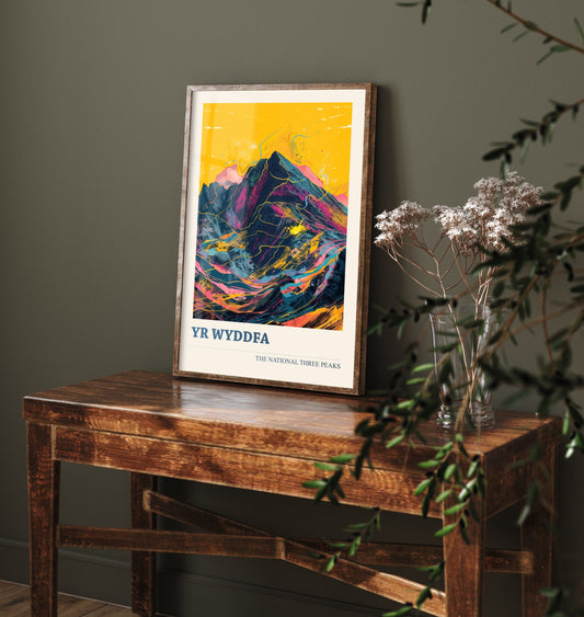 Yr Wyddfa Snowdon Travel Poster - Art Print - Vibrant Illustration - Wales Mountain Wall Art V2 3/3
