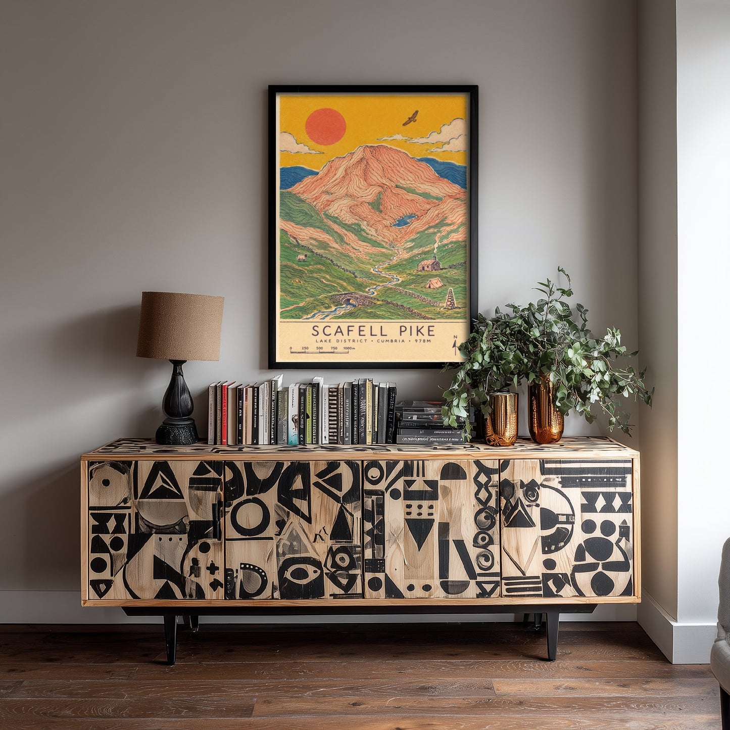 Scafell Pike Travel Poster - Art Print - Vintage Map Illustration - Lake District Hiking Wall Art 1/3