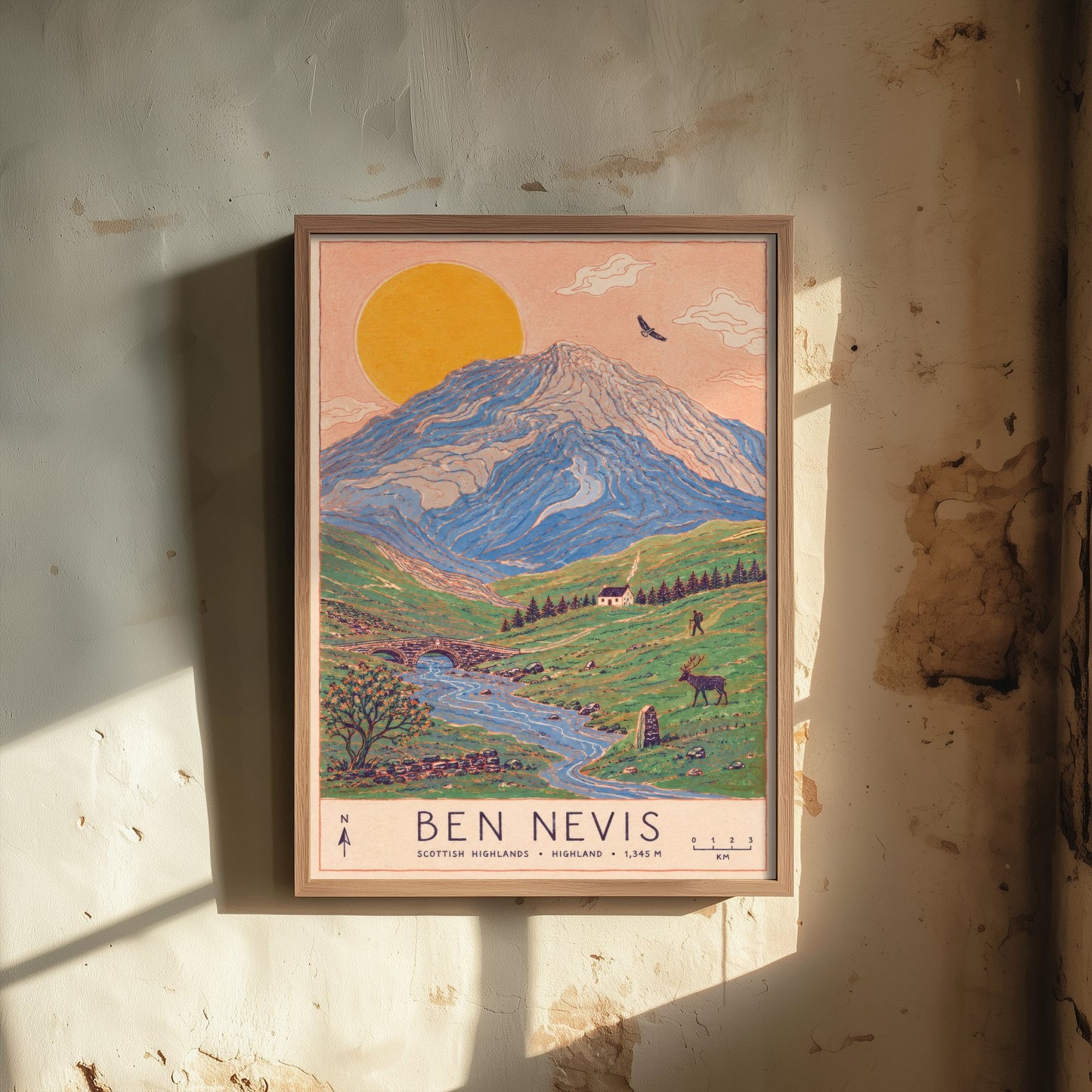 Ben Nevis Travel Poster - Art Print - Vintage Map Illustration - Scottish Highlands Hiking Wall Art 2/3