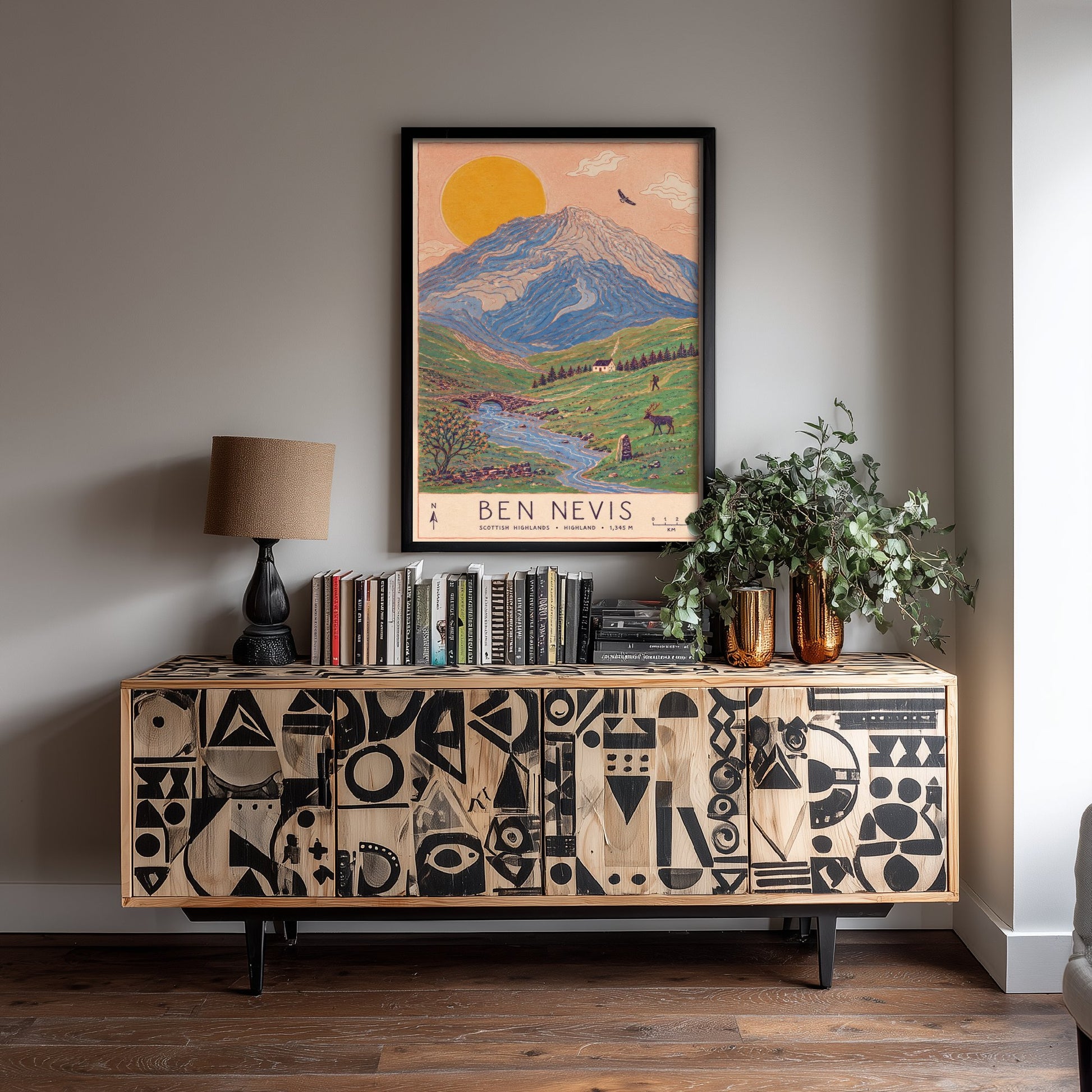 Ben Nevis Travel Poster - Art Print - Vintage Map Illustration - Scottish Highlands Hiking Wall Art 2/3