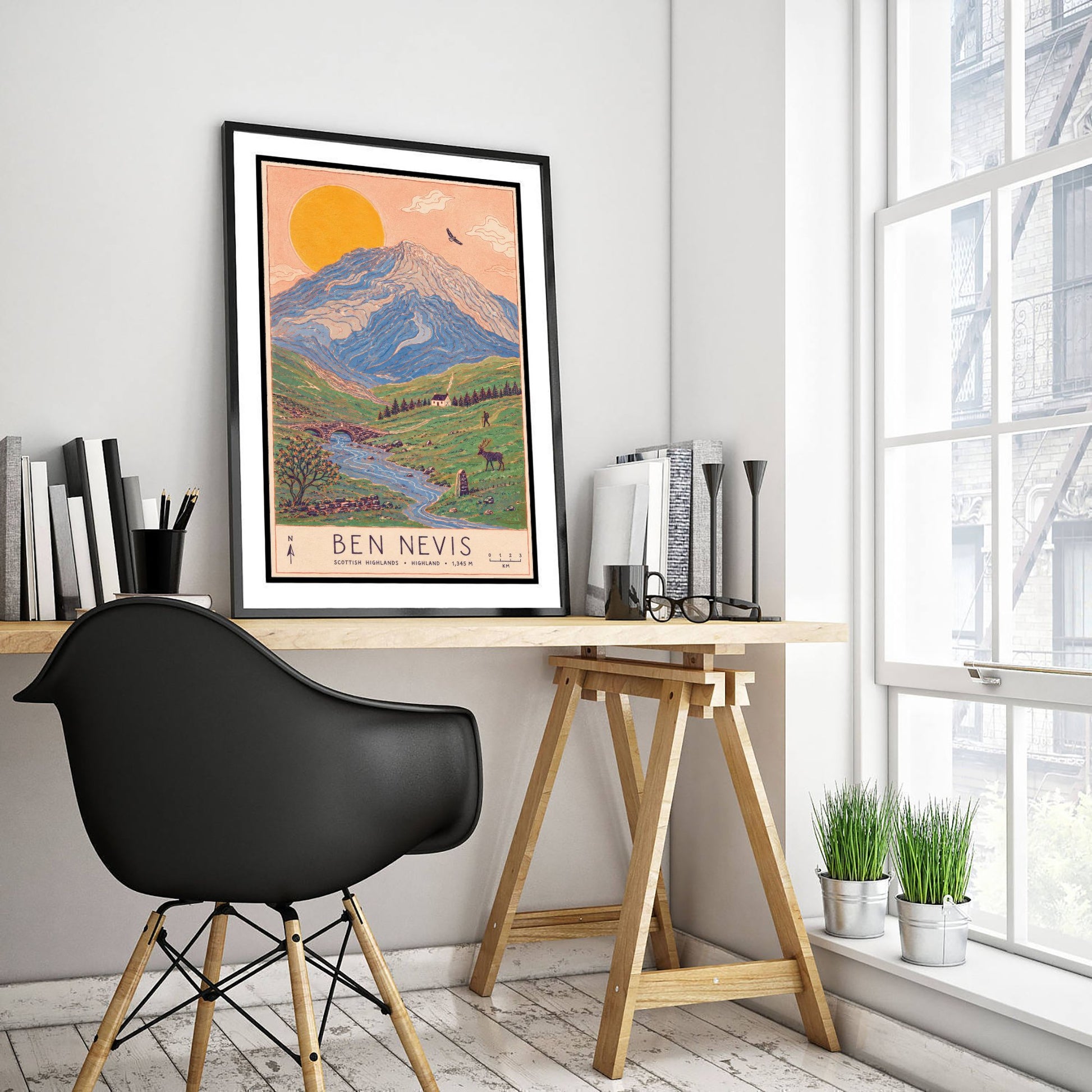 Ben Nevis Travel Poster - Art Print - Vintage Map Illustration - Scottish Highlands Hiking Wall Art 2/3
