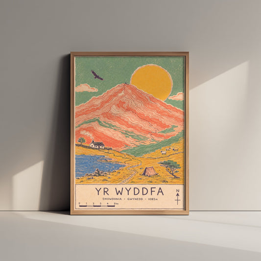 Yr Wyddfa Snowdon Travel Poster - Art Print - Vintage Map Illustration - Snowdonia Wall Art 3/3