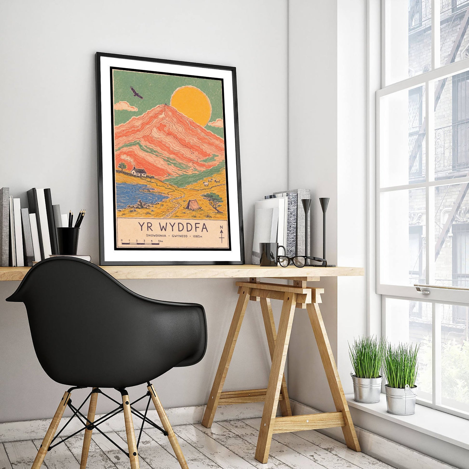 Yr Wyddfa Snowdon Travel Poster - Art Print - Vintage Map Illustration - Snowdonia Wall Art 3/3