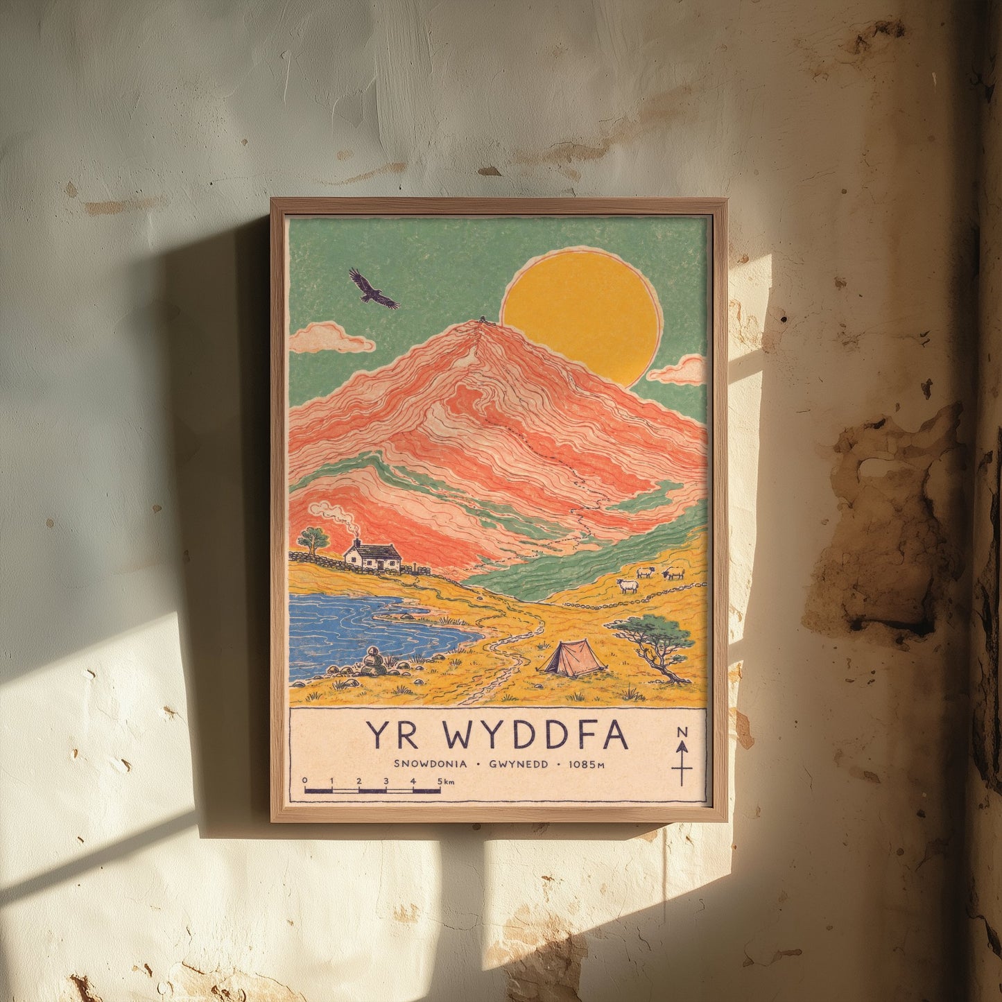 Yr Wyddfa Snowdon Travel Poster - Art Print - Vintage Map Illustration - Snowdonia Wall Art 3/3