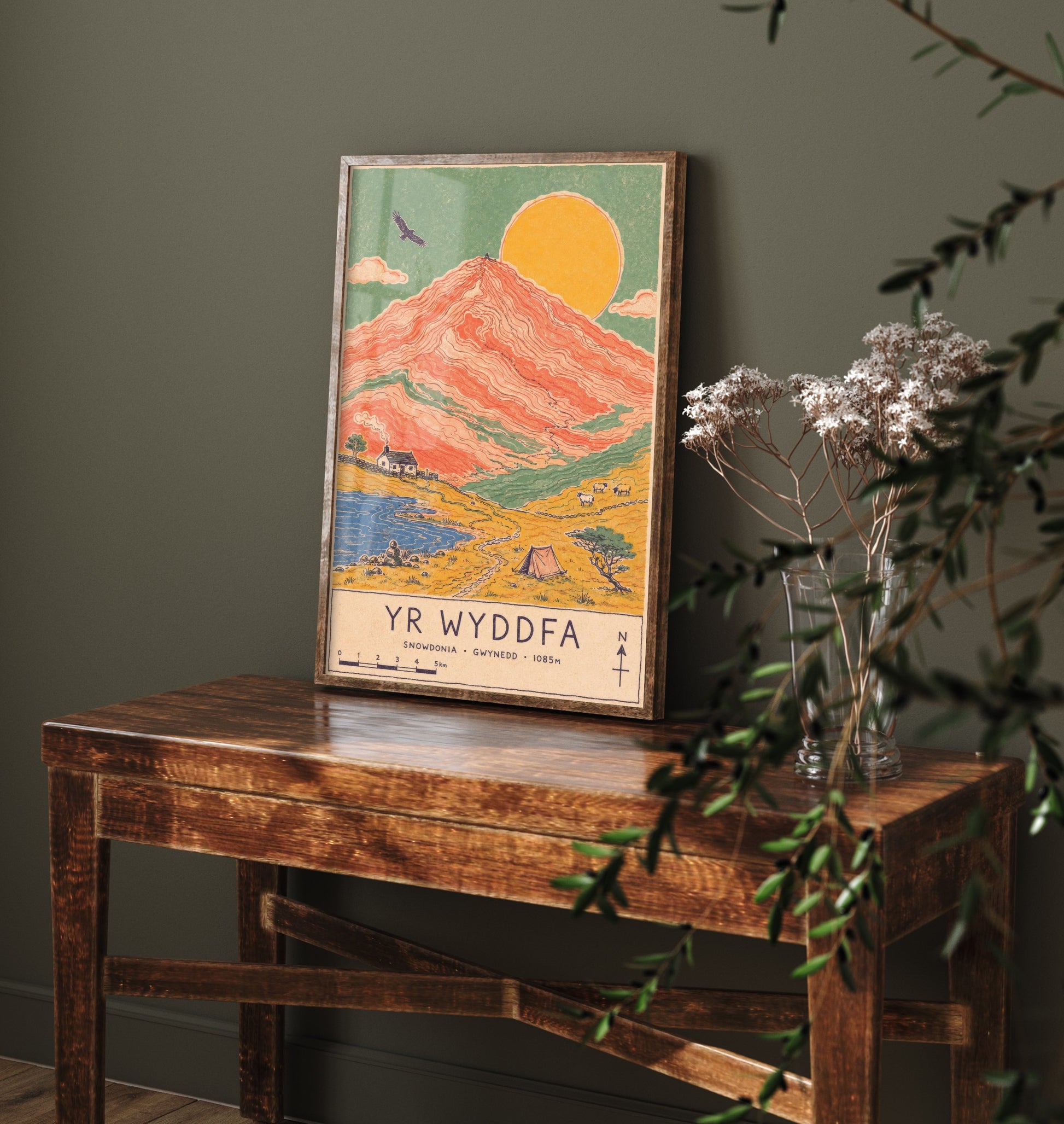 Yr Wyddfa Snowdon Travel Poster - Art Print - Vintage Map Illustration - Snowdonia Wall Art 3/3