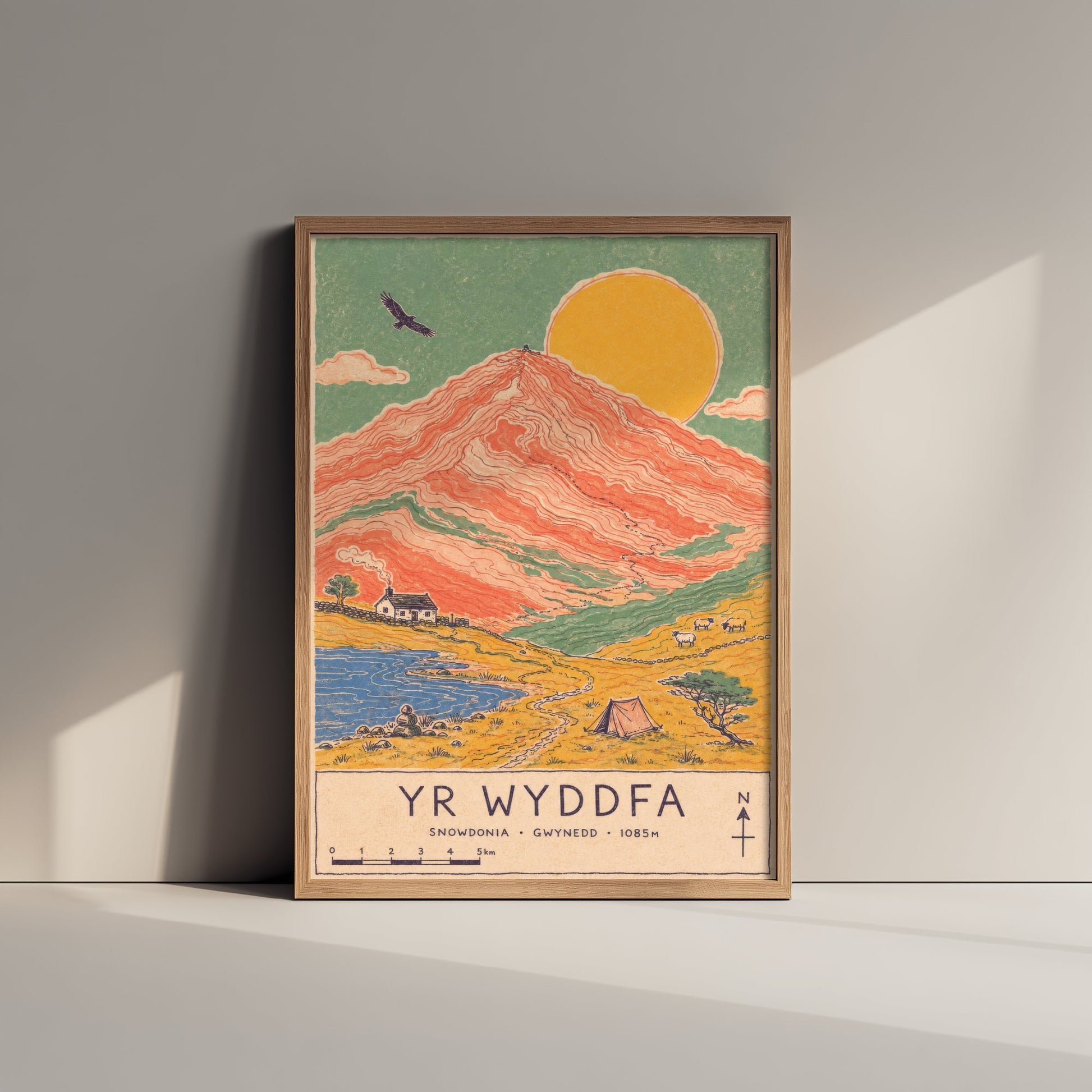 Yr Wyddfa Snowdon Mountain Travel Poster - Art Print - Vintage Map Illustration - Eryri Wall Art 3/3