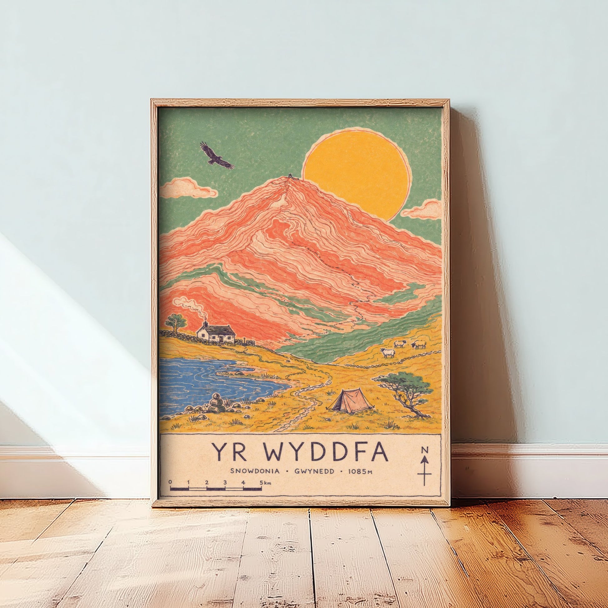 Yr Wyddfa Snowdon Mountain Travel Poster - Art Print - Vintage Map Illustration - Eryri Wall Art 3/3