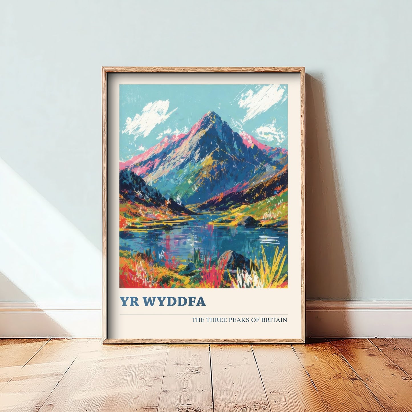 Yr Wyddfa Snowdon Travel Poster - Art Print - Vibrant Scribble Illustration - Wales Wall Art V3 1/3