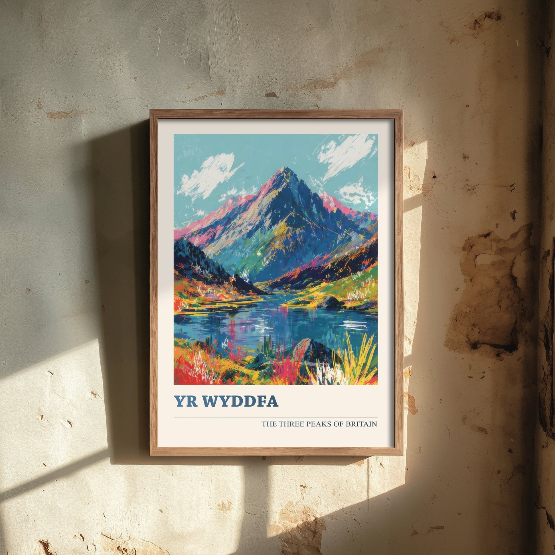 Yr Wyddfa Snowdon Travel Poster - Art Print - Vibrant Scribble Illustration - Wales Wall Art V3 1/3