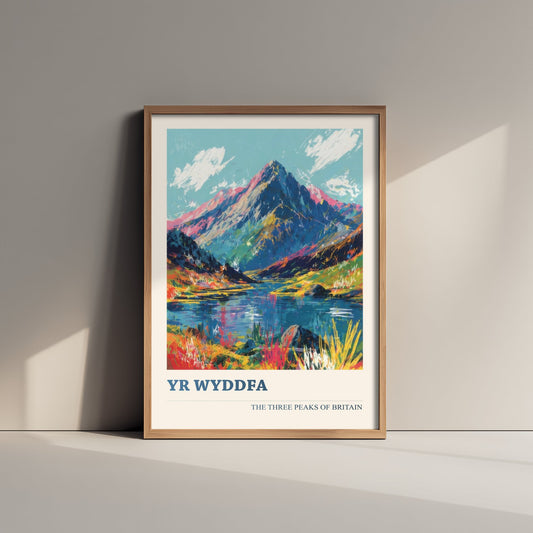 Yr Wyddfa Snowdon Travel Poster - Art Print - Vibrant Scribble Illustration - Wales Wall Art V3 1/3