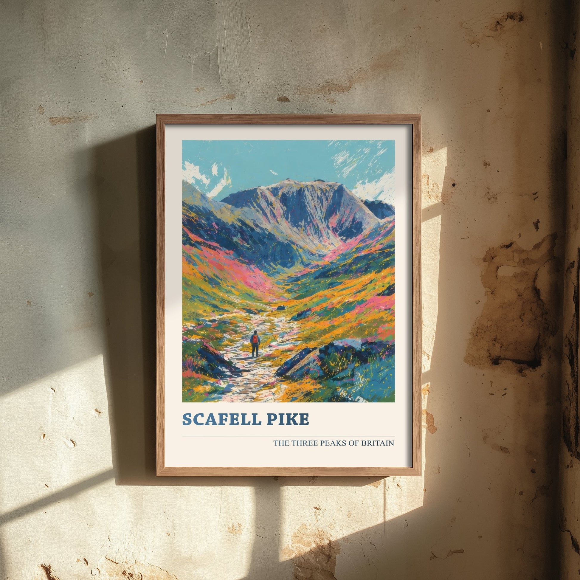 Scafell Pike Travel Poster - Art Print - Vibrant Sketch Illustration - Lake District Wall Art V3 2/3