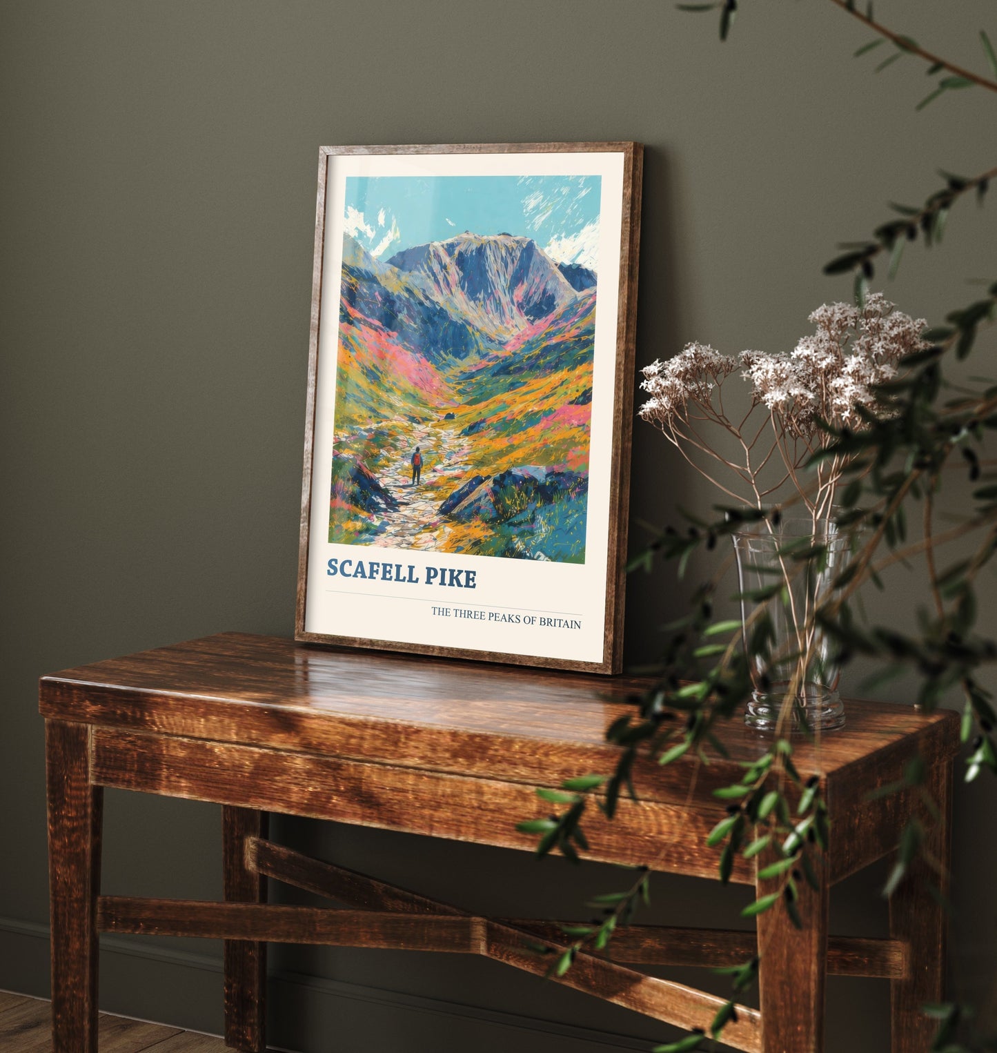 Scafell Pike Travel Poster - Art Print - Vibrant Sketch Illustration - Lake District Wall Art V3 2/3