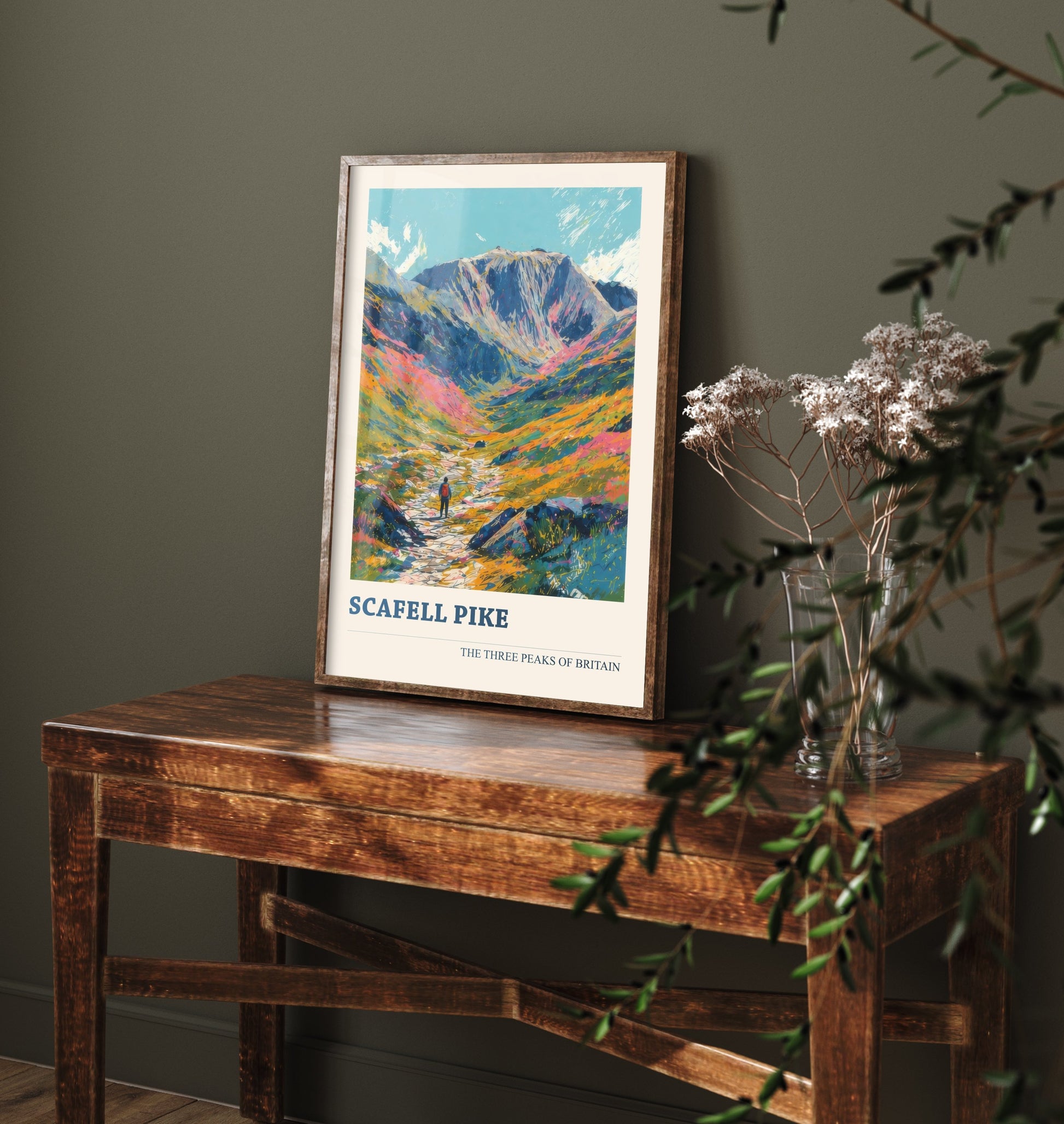 Scafell Pike Travel Poster - Art Print - Vibrant Sketch Illustration - Lake District Wall Art V3 2/3