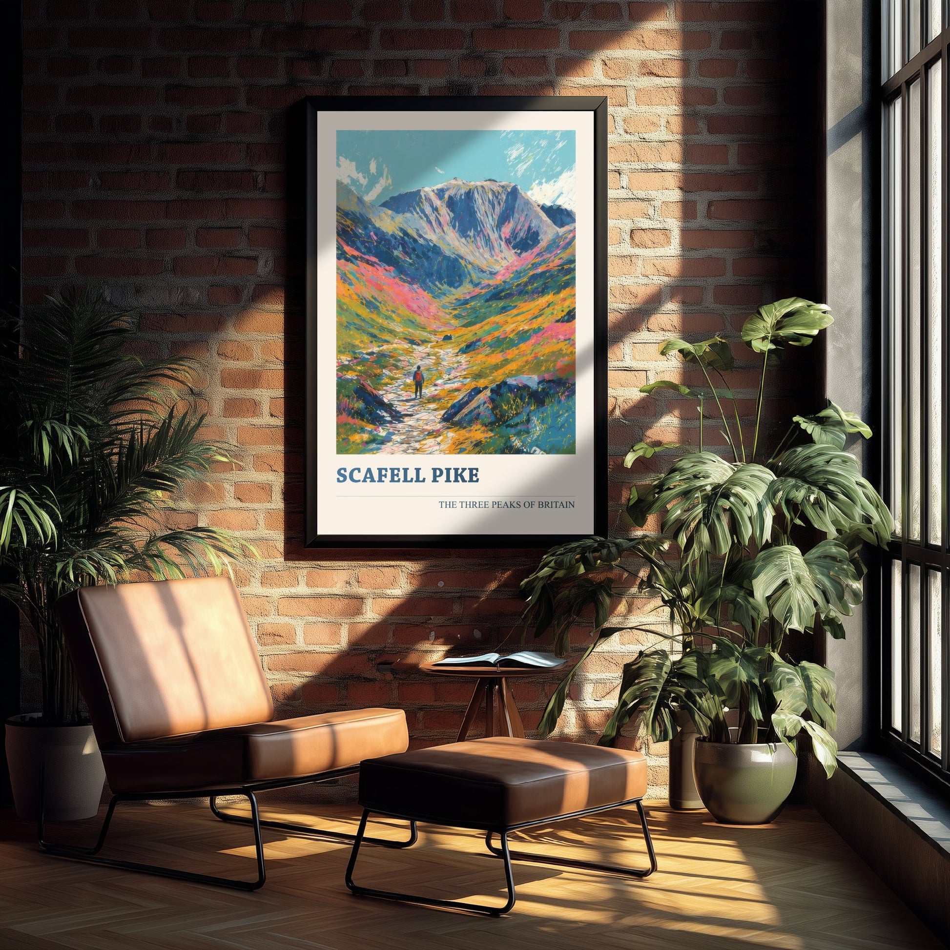 Scafell Pike Travel Poster - Art Print - Vibrant Sketch Illustration - Lake District Wall Art V3 2/3