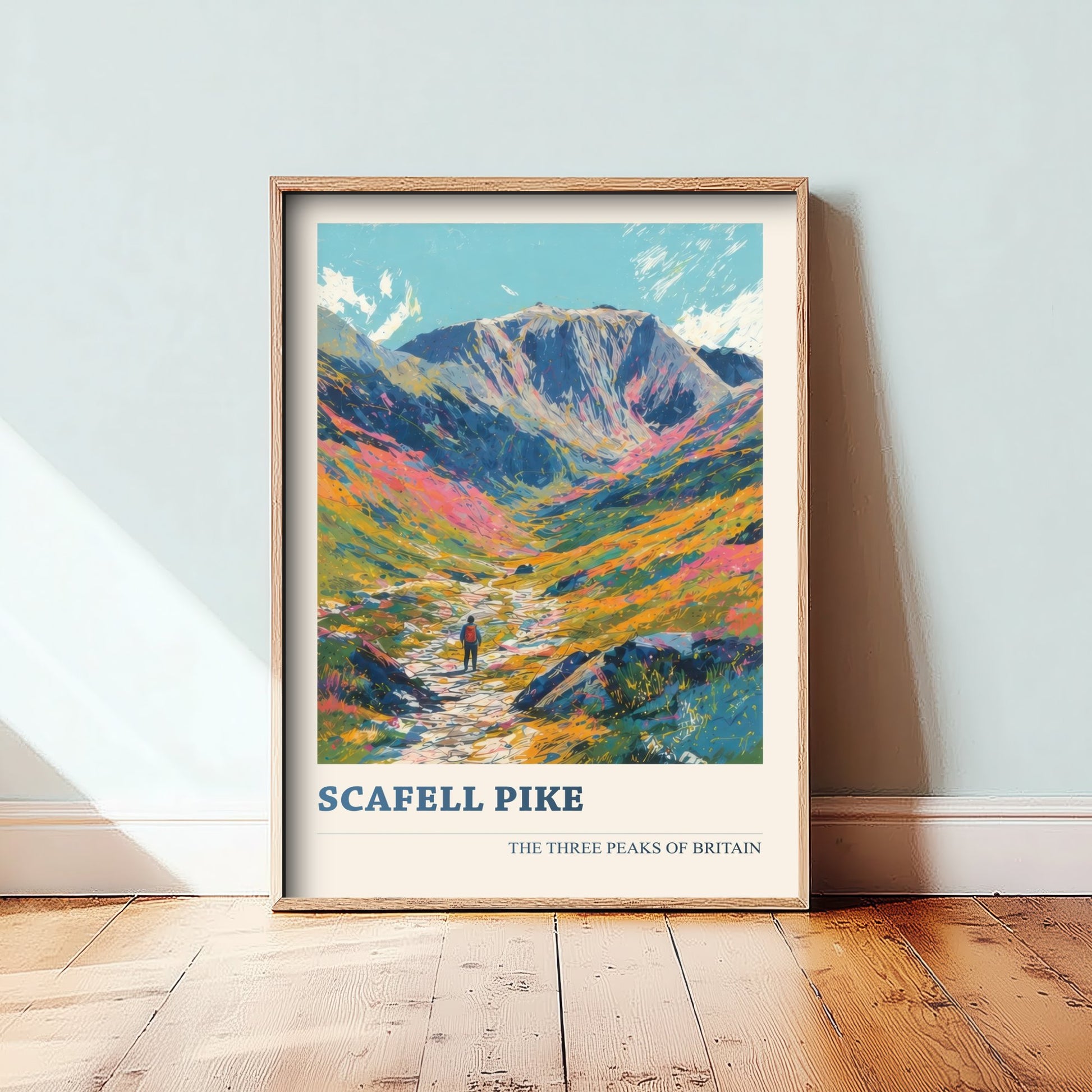 Scafell Pike Travel Poster - Art Print - Vibrant Sketch Illustration - Lake District Wall Art V3 2/3