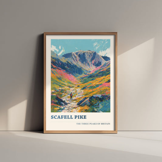 Scafell Pike Travel Poster - Art Print - Vibrant Sketch Illustration - Lake District Wall Art V3 2/3