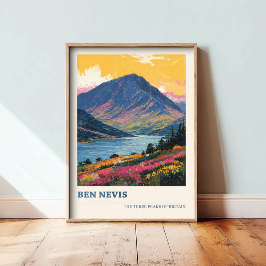 Ben Nevis Travel Poster - Art Print - Vibrant Illustration - Scottish Highlands Mountain Wall Art V3 3/3