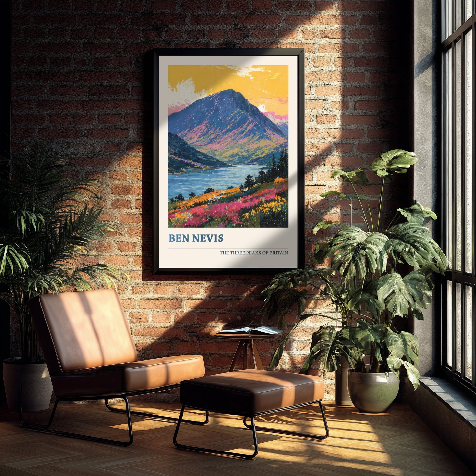 Ben Nevis Travel Poster - Art Print - Vibrant Illustration - Scottish Highlands Mountain Wall Art V3 3/3