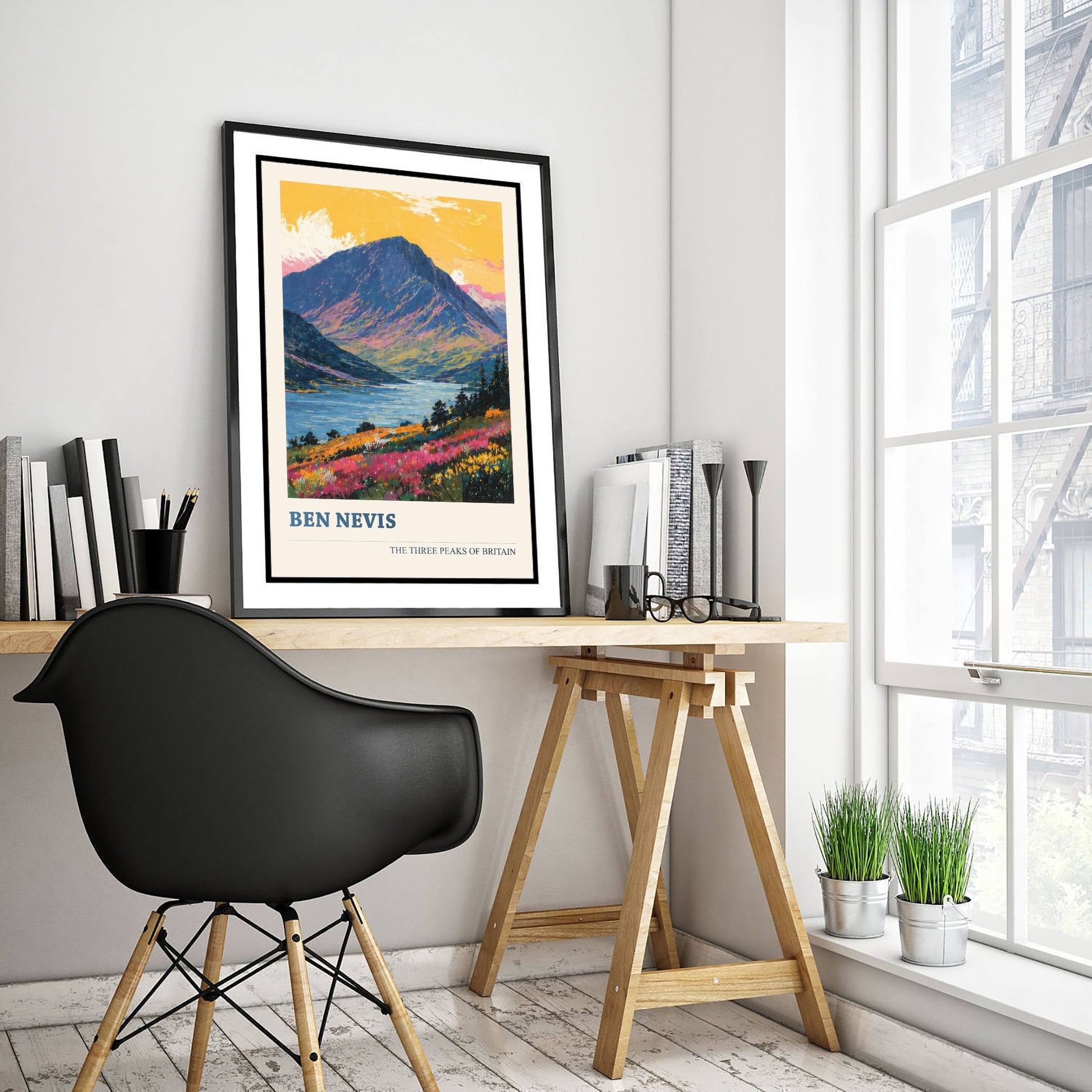 Ben Nevis Travel Poster - Art Print - Vibrant Illustration - Scottish Highlands Mountain Wall Art V3 3/3