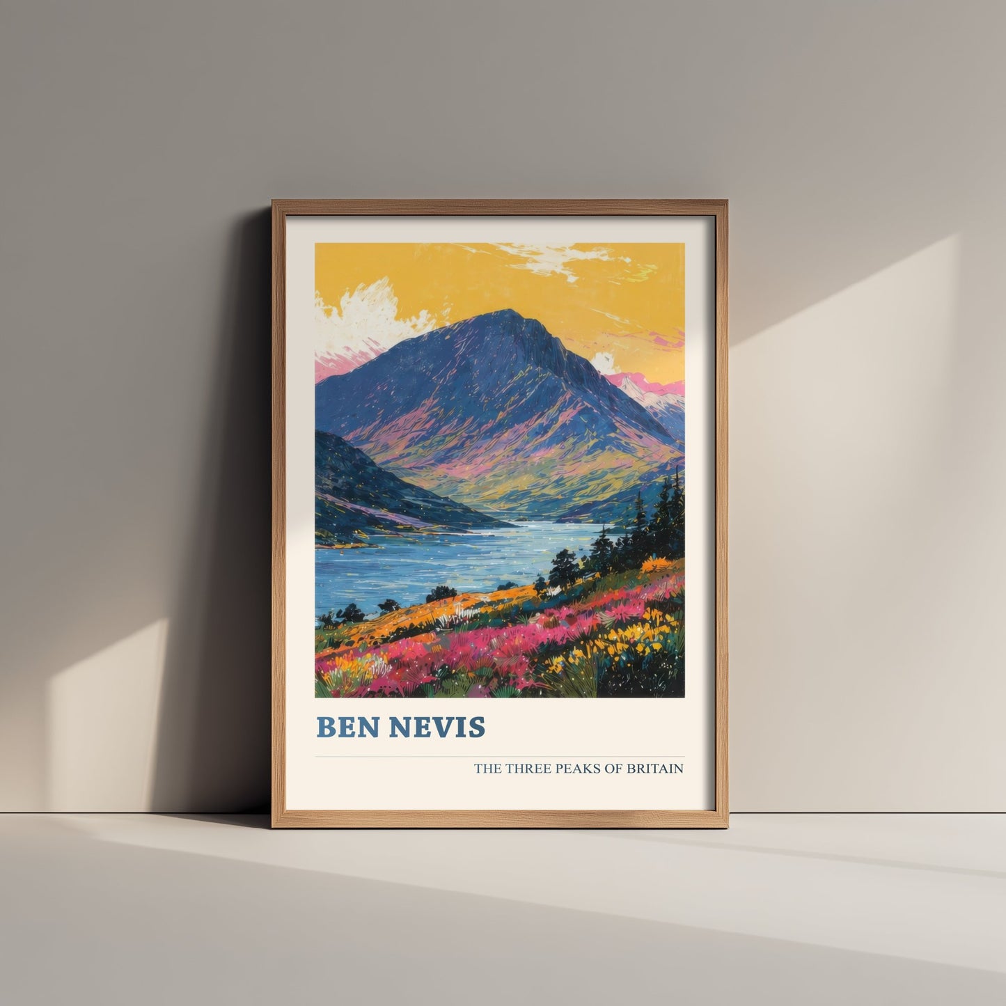 Ben Nevis Travel Poster - Art Print - Vibrant Illustration - Scottish Highlands Mountain Wall Art V3 3/3