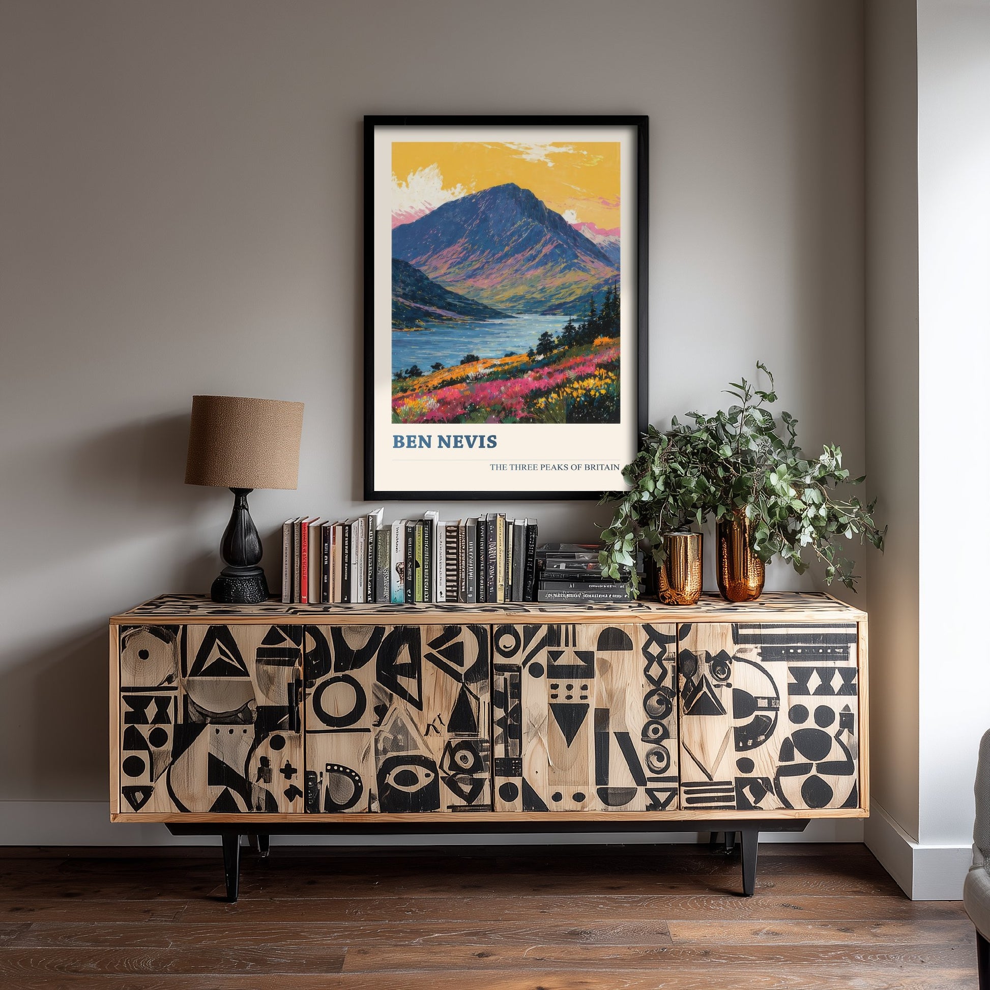 Ben Nevis Travel Poster - Art Print - Vibrant Illustration - Scottish Highlands Mountain Wall Art V3 3/3