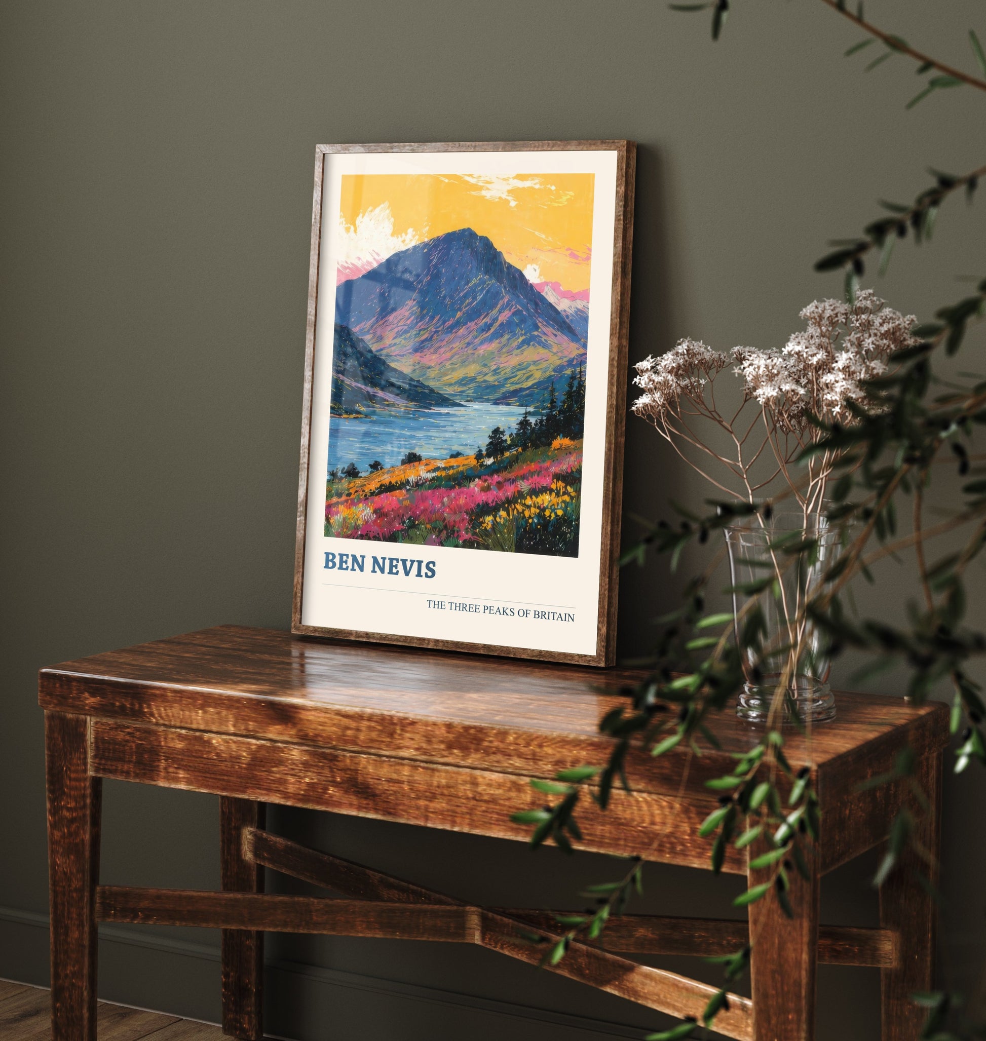 Ben Nevis Travel Poster - Art Print - Vibrant Illustration - Scottish Highlands Mountain Wall Art V3 3/3