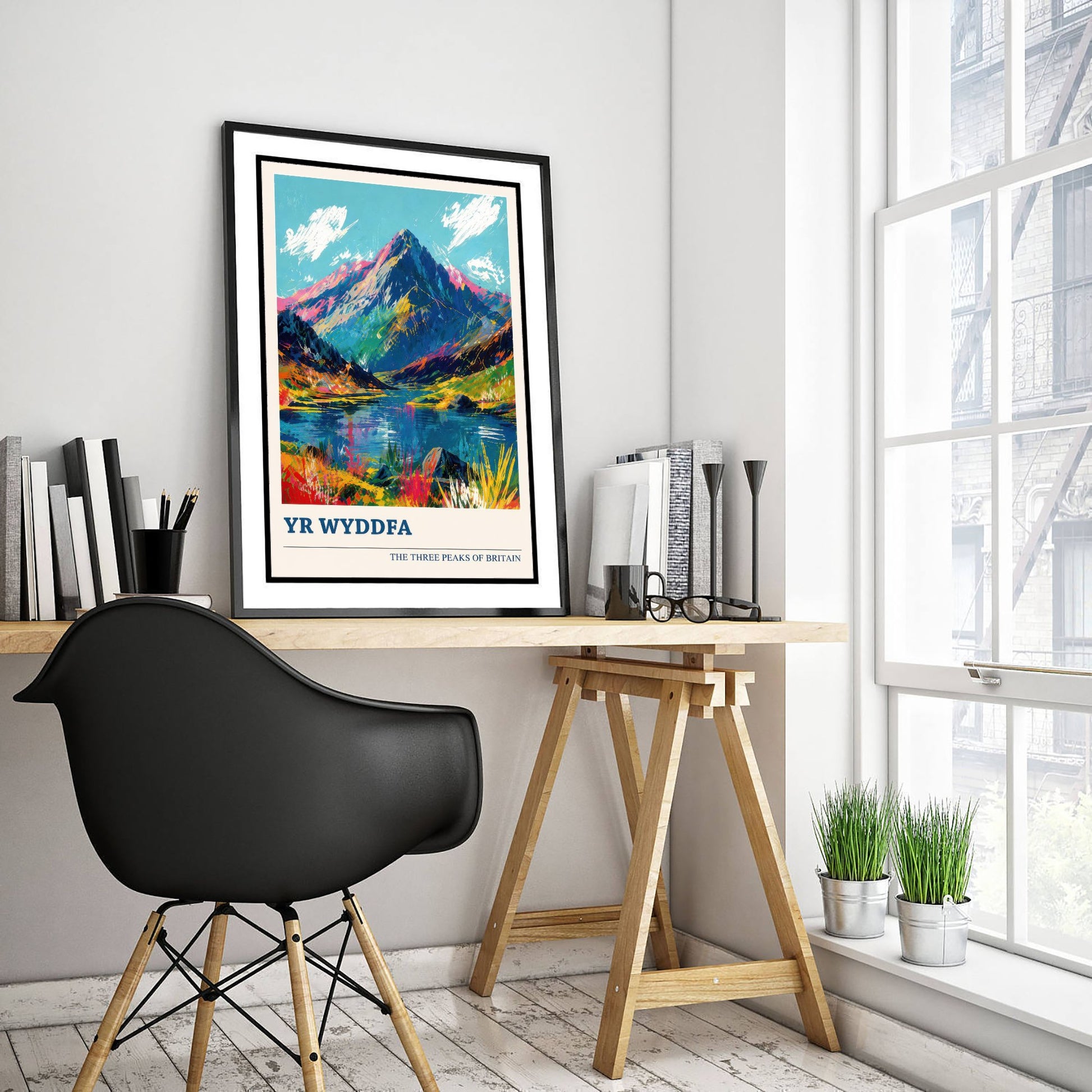 Yr Wyddfa Snowdon Travel Poster - Art Print - Vibrant Mountain Illustration - Wales Hiking Wall Art V4 1/3