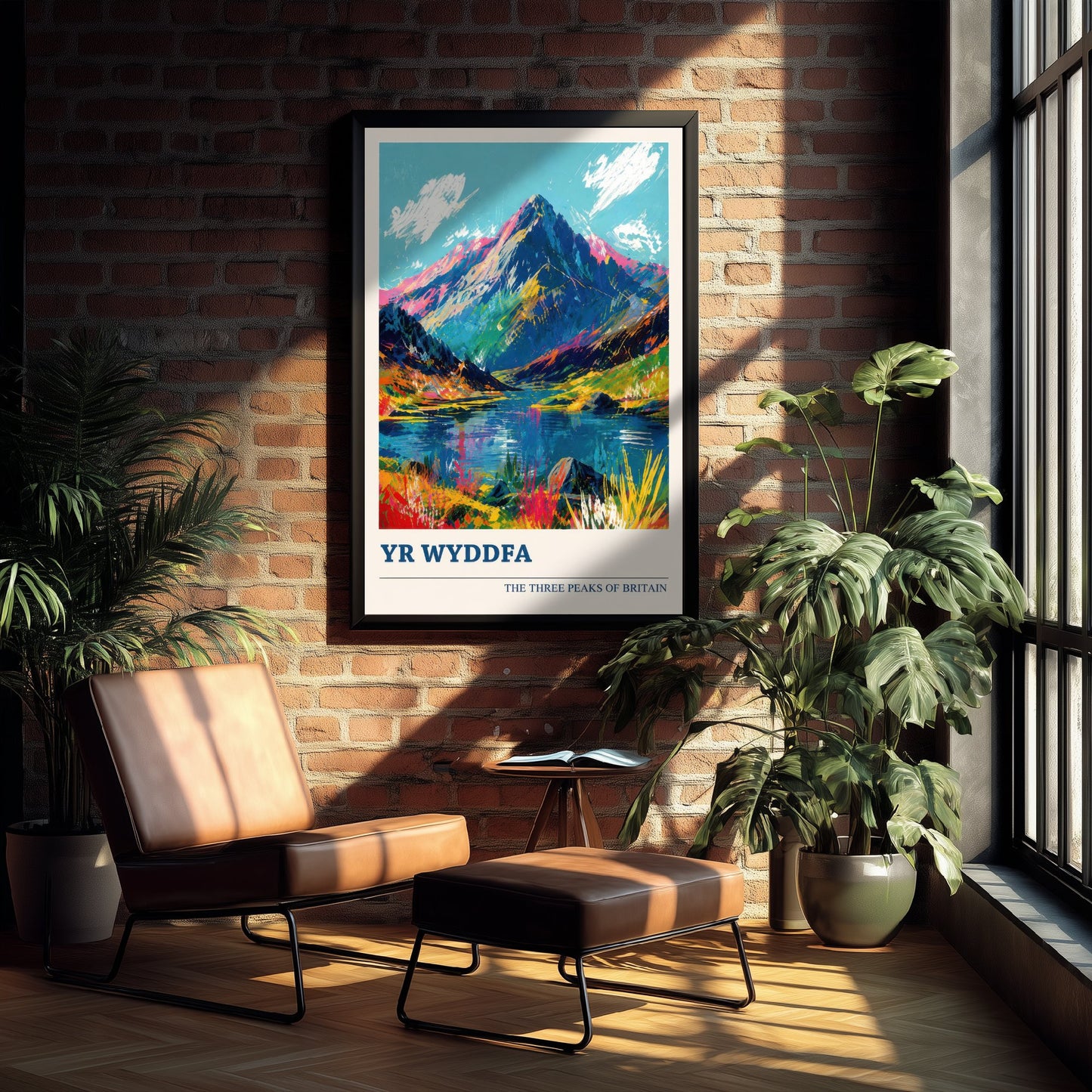 Yr Wyddfa Snowdon Travel Poster - Art Print - Vibrant Mountain Illustration - Wales Hiking Wall Art V4 1/3