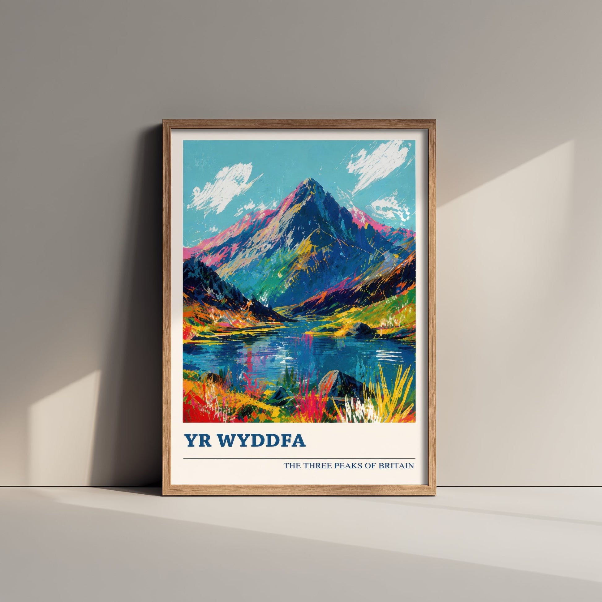 Yr Wyddfa Snowdon Travel Poster - Art Print - Vibrant Mountain Illustration - Wales Hiking Wall Art V4 1/3