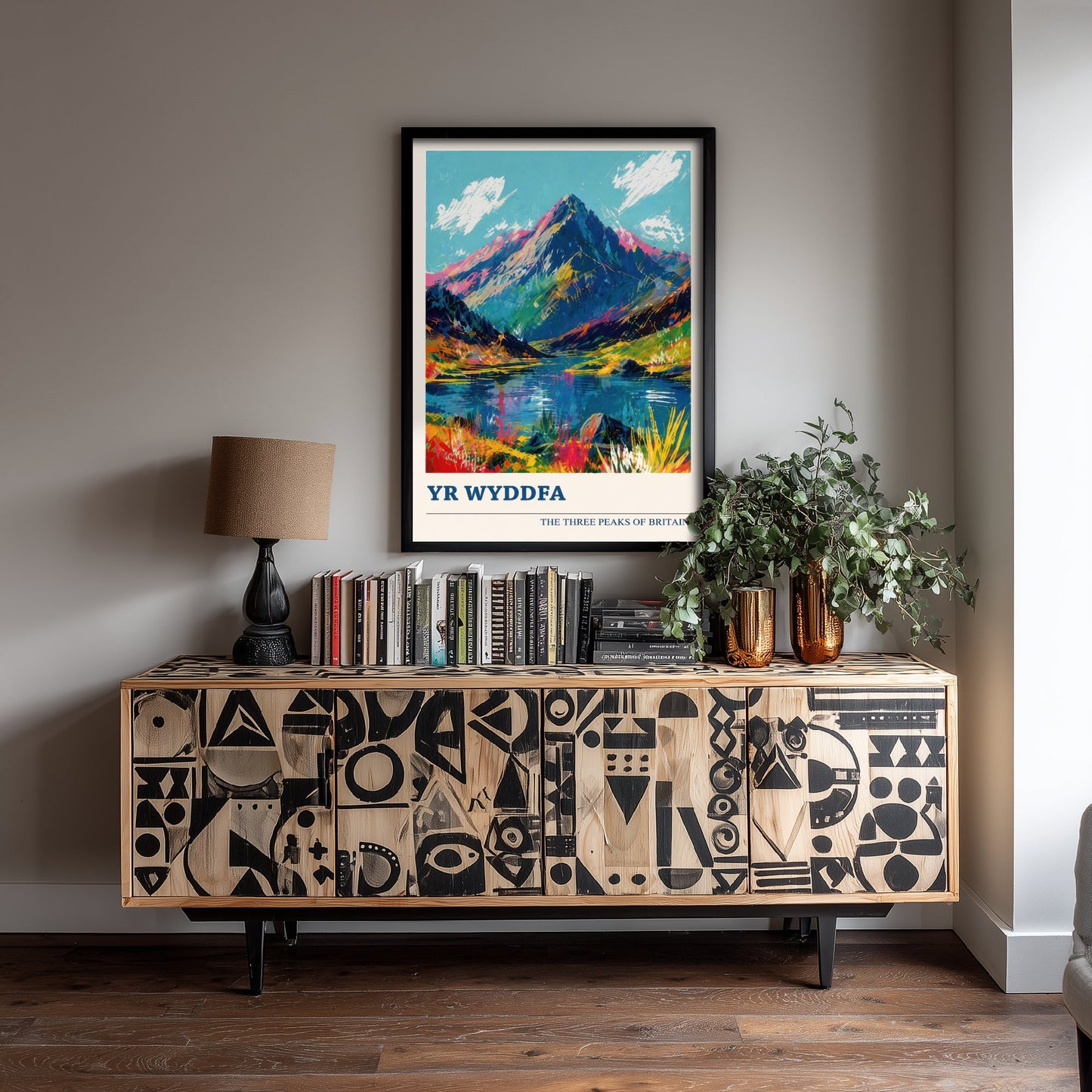 Yr Wyddfa Snowdon Travel Poster - Art Print - Vibrant Mountain Illustration - Wales Hiking Wall Art V4 1/3