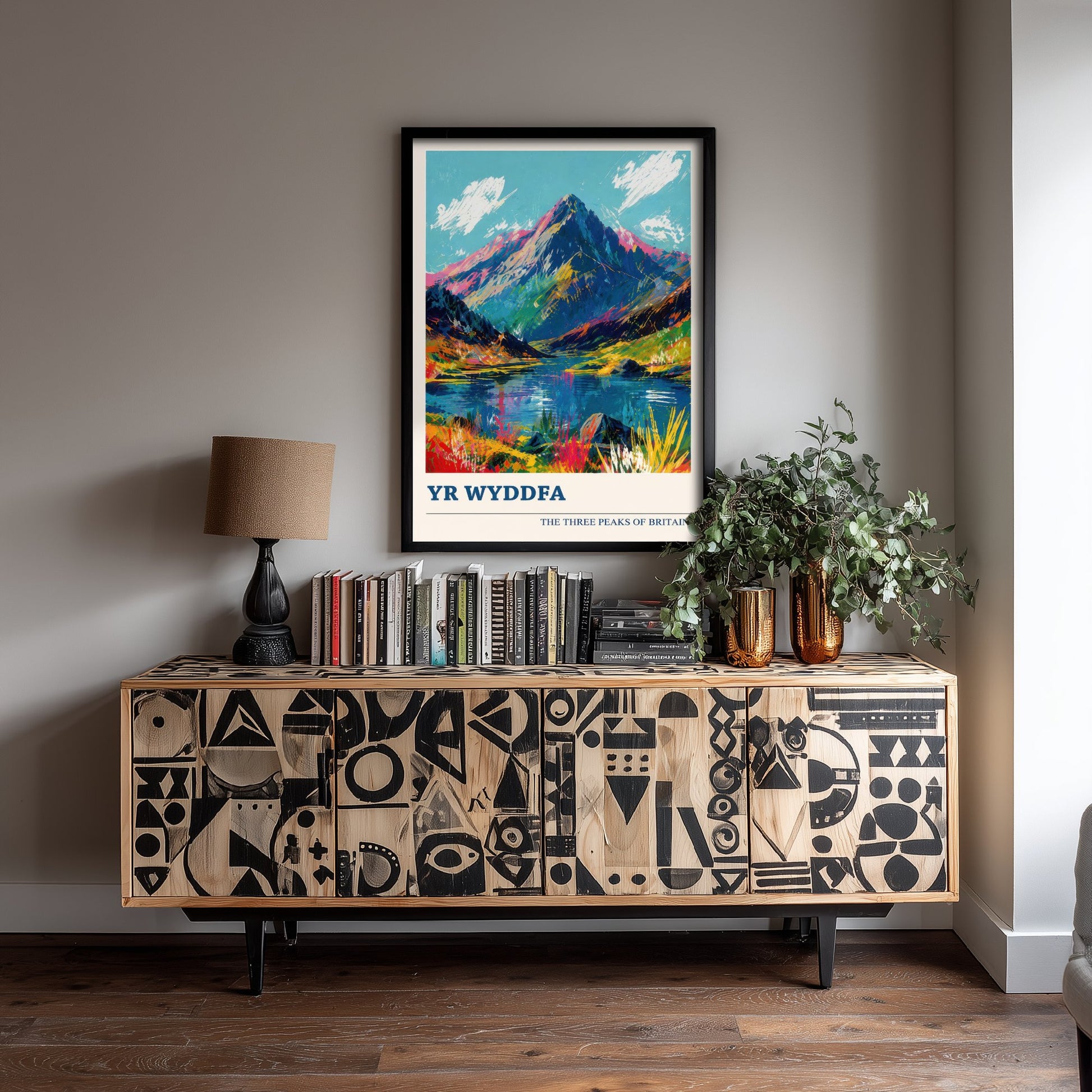 Yr Wyddfa Snowdon Travel Poster - Art Print - Vibrant Mountain Illustration - Wales Hiking Wall Art V4 1/3