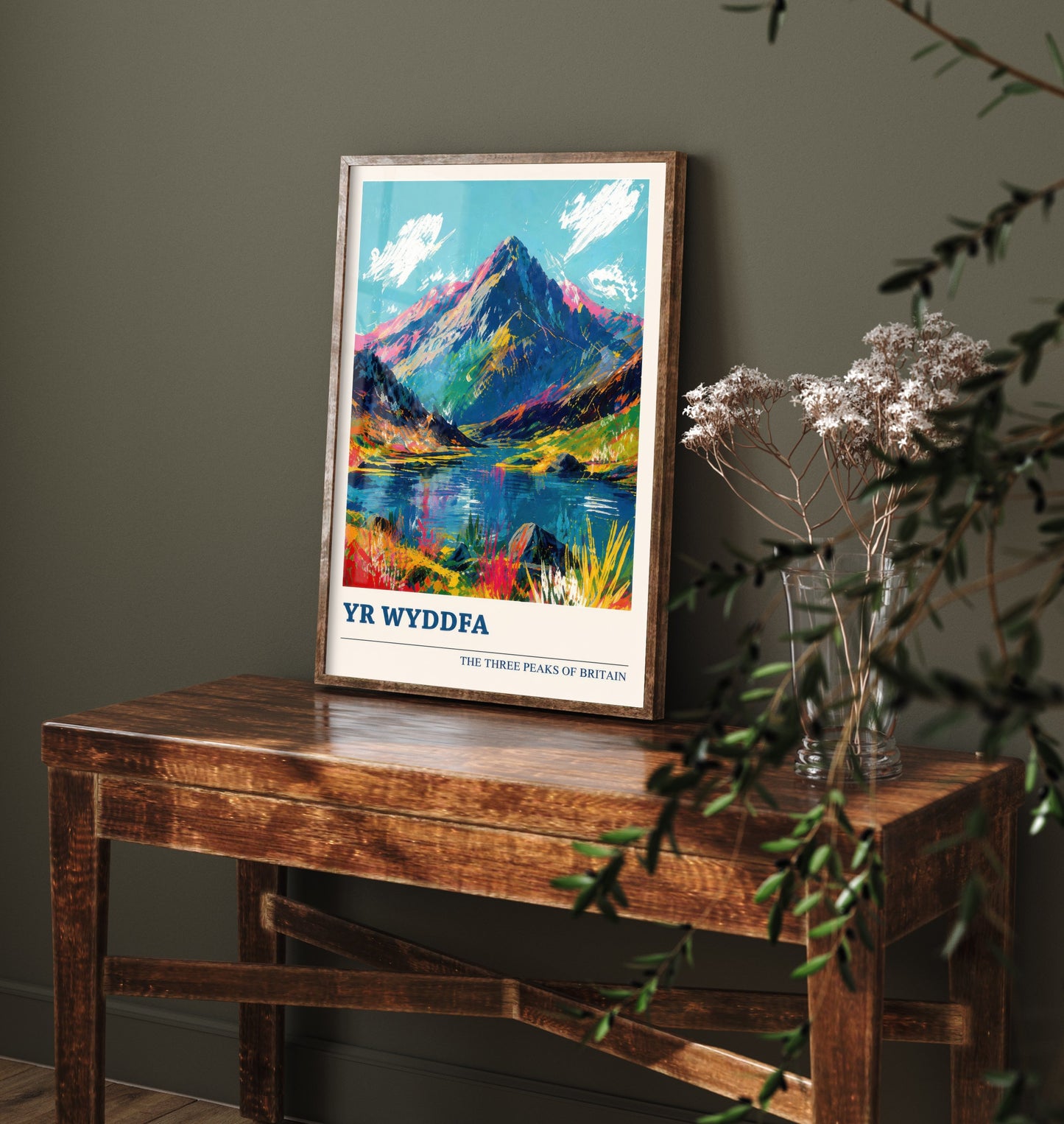 Yr Wyddfa Snowdon Travel Poster - Art Print - Vibrant Mountain Illustration - Wales Hiking Wall Art V4 1/3