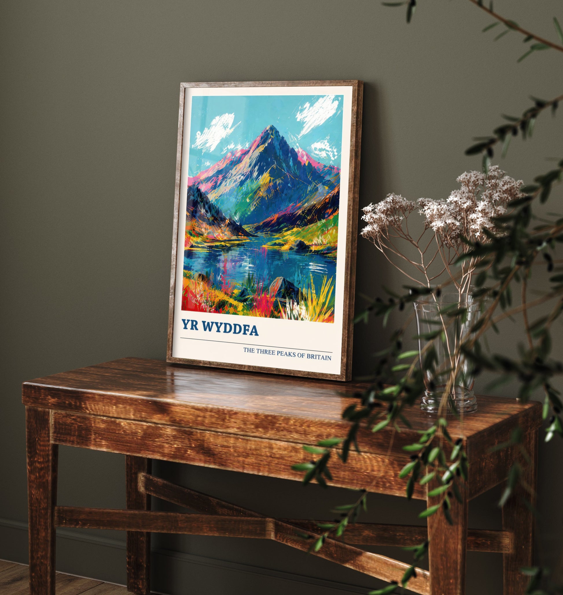 Yr Wyddfa Snowdon Travel Poster - Art Print - Vibrant Mountain Illustration - Wales Hiking Wall Art V4 1/3
