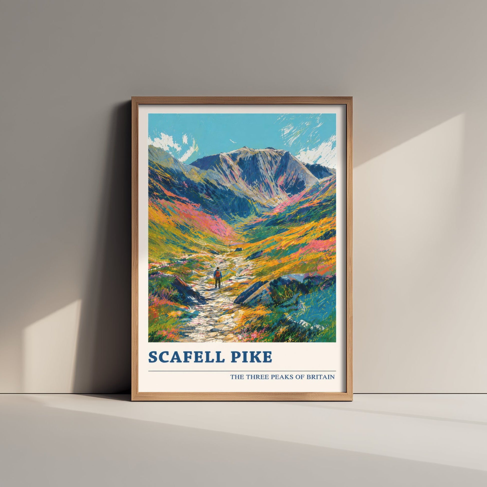 Scafell Pike Travel Poster - Art Print - Vibrant Mountain Illustration - Lake District Wall Art V4 2/3