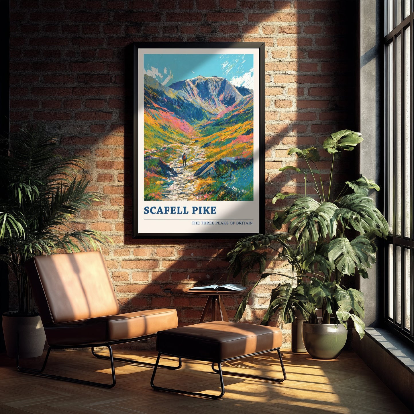 Scafell Pike Travel Poster - Art Print - Vibrant Mountain Illustration - Lake District Wall Art V4 2/3