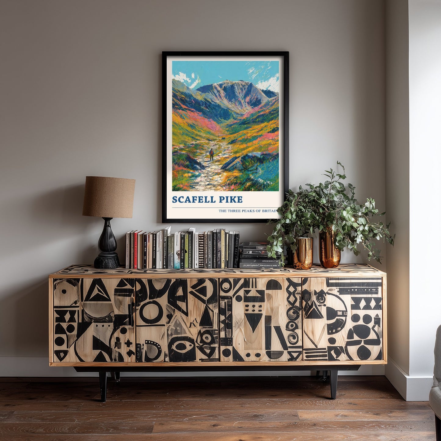 Scafell Pike Travel Poster - Art Print - Vibrant Mountain Illustration - Lake District Wall Art V4 2/3