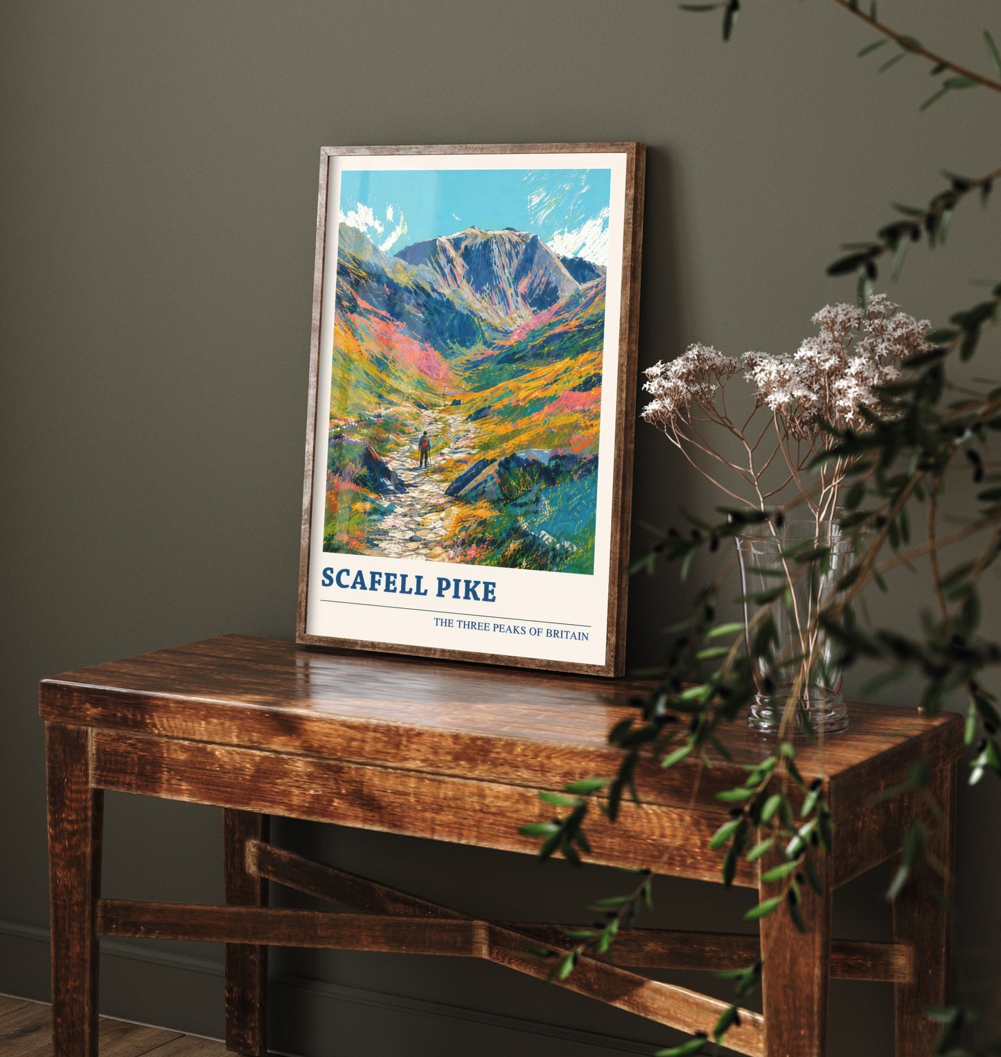 Scafell Pike Travel Poster - Art Print - Vibrant Mountain Illustration - Lake District Wall Art V4 2/3