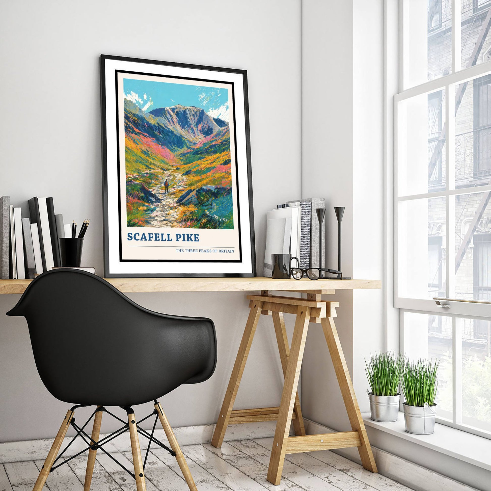 Scafell Pike Travel Poster - Art Print - Vibrant Mountain Illustration - Lake District Wall Art V4 2/3