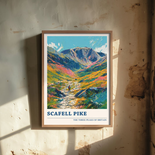 Scafell Pike Travel Poster - Art Print - Vibrant Mountain Illustration - Lake District Wall Art V4 2/3
