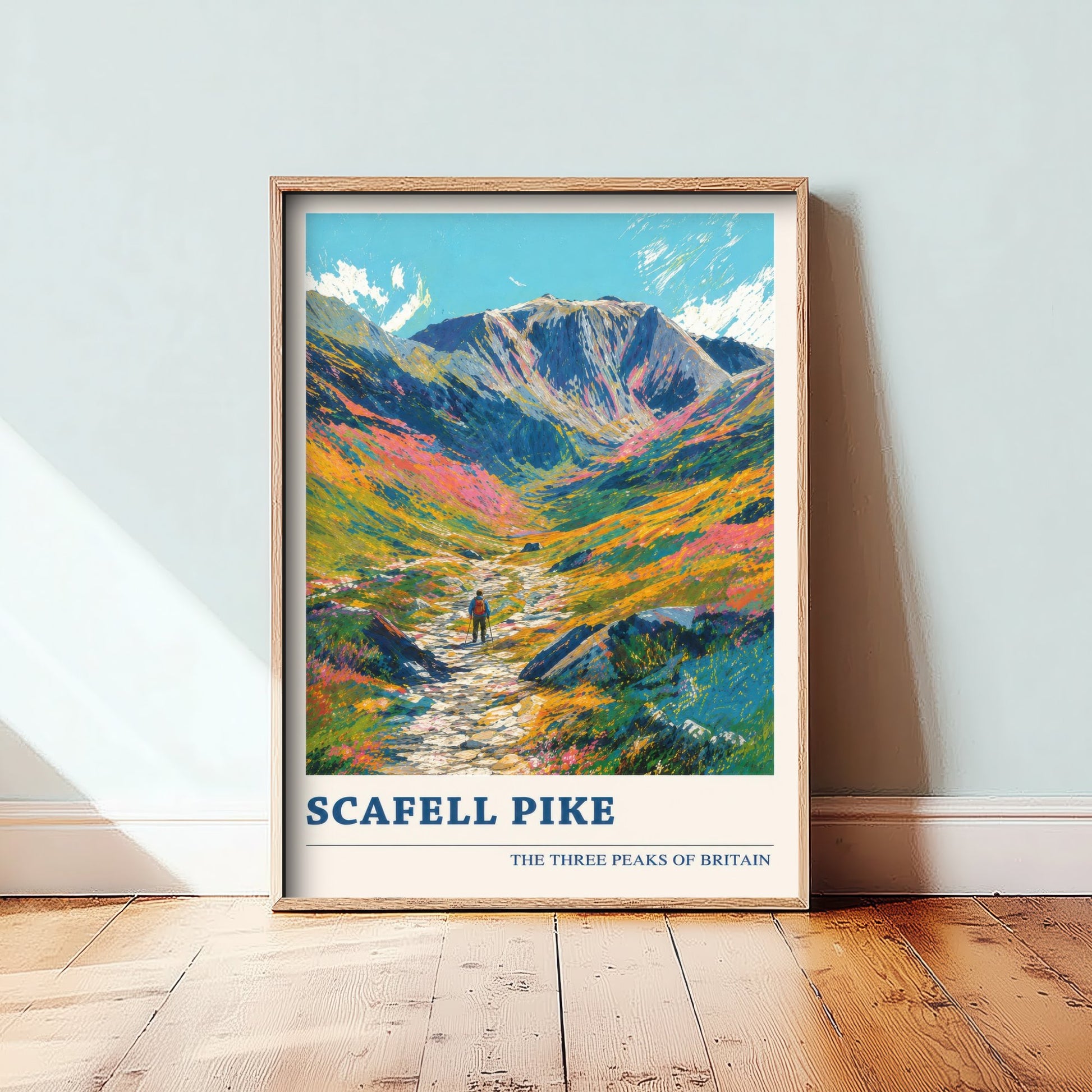 Scafell Pike Travel Poster - Art Print - Vibrant Mountain Illustration - Lake District Wall Art V4 2/3