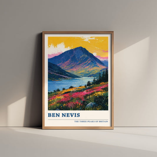 Ben Nevis Travel Poster - Art Print - Vibrant Mountain Illustration - Scottish Highlands Wall Art V4 3/3