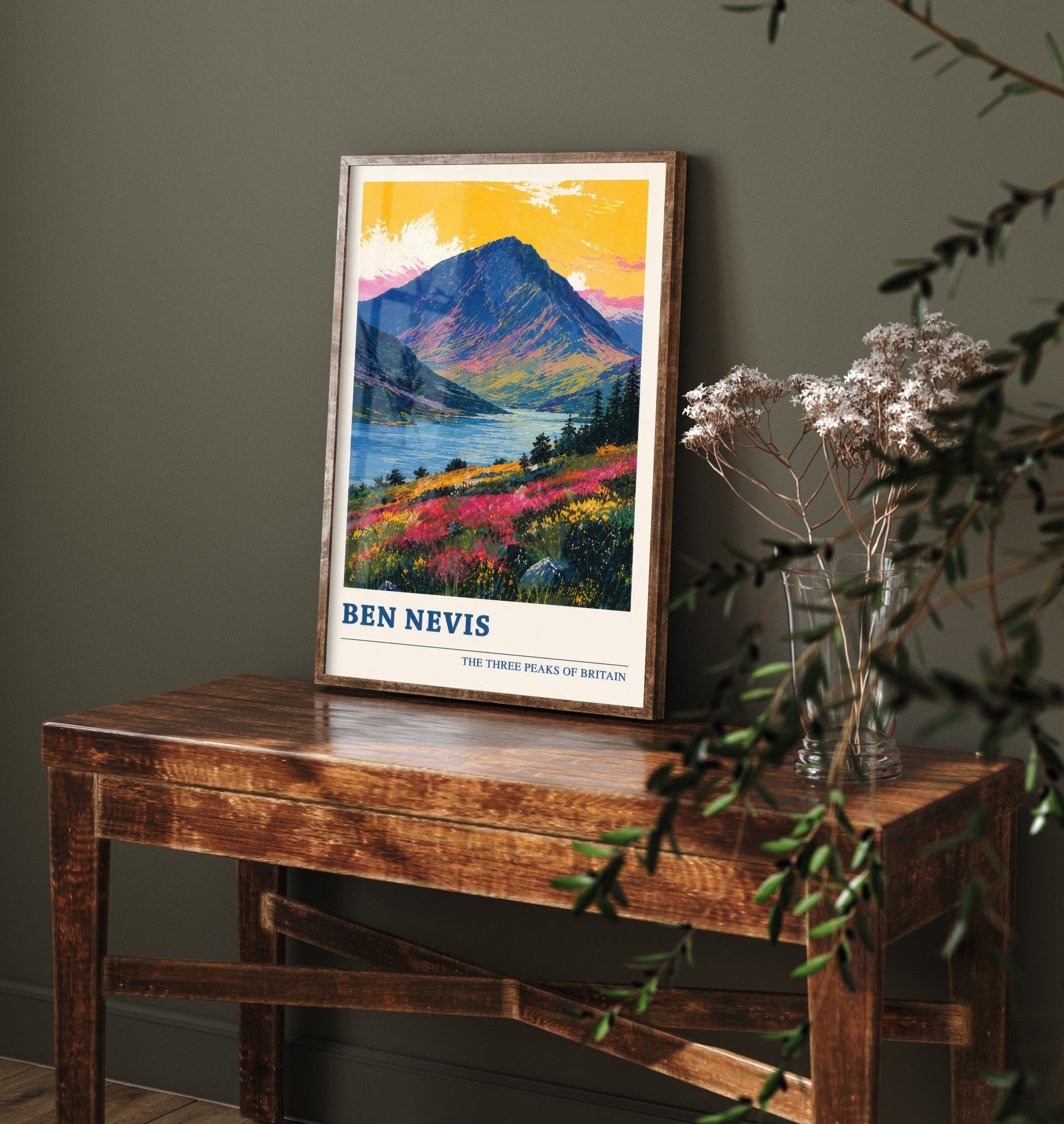 Ben Nevis Travel Poster - Art Print - Vibrant Mountain Illustration - Scottish Highlands Wall Art V4 3/3