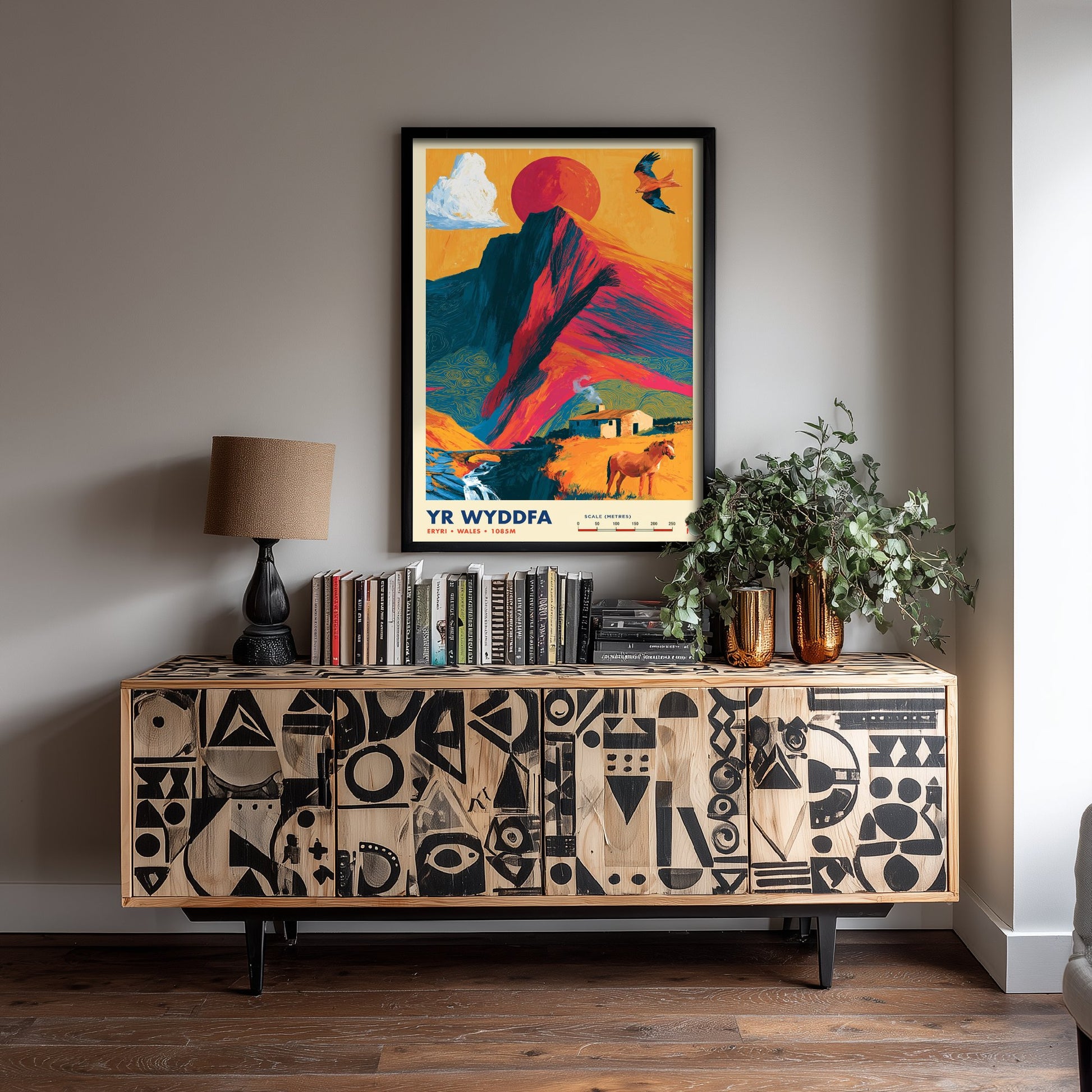 Yr Wyddfa Snowdon Travel Poster - Art Print - Bold Colour Illustration - Eryri Wales Hiking Wall Art 1/3