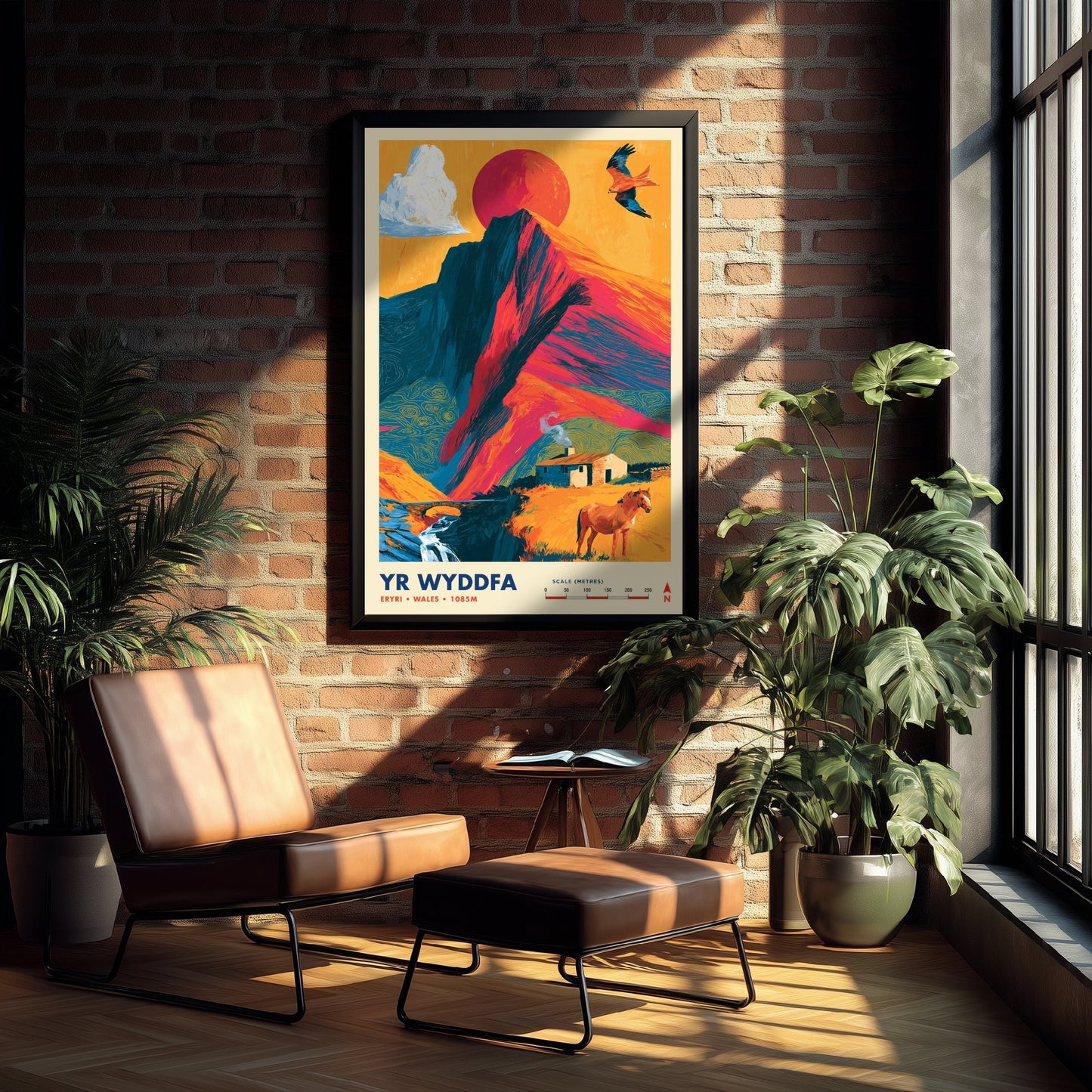 Yr Wyddfa Snowdon Travel Poster - Art Print - Bold Colour Illustration - Eryri Wales Hiking Wall Art 1/3