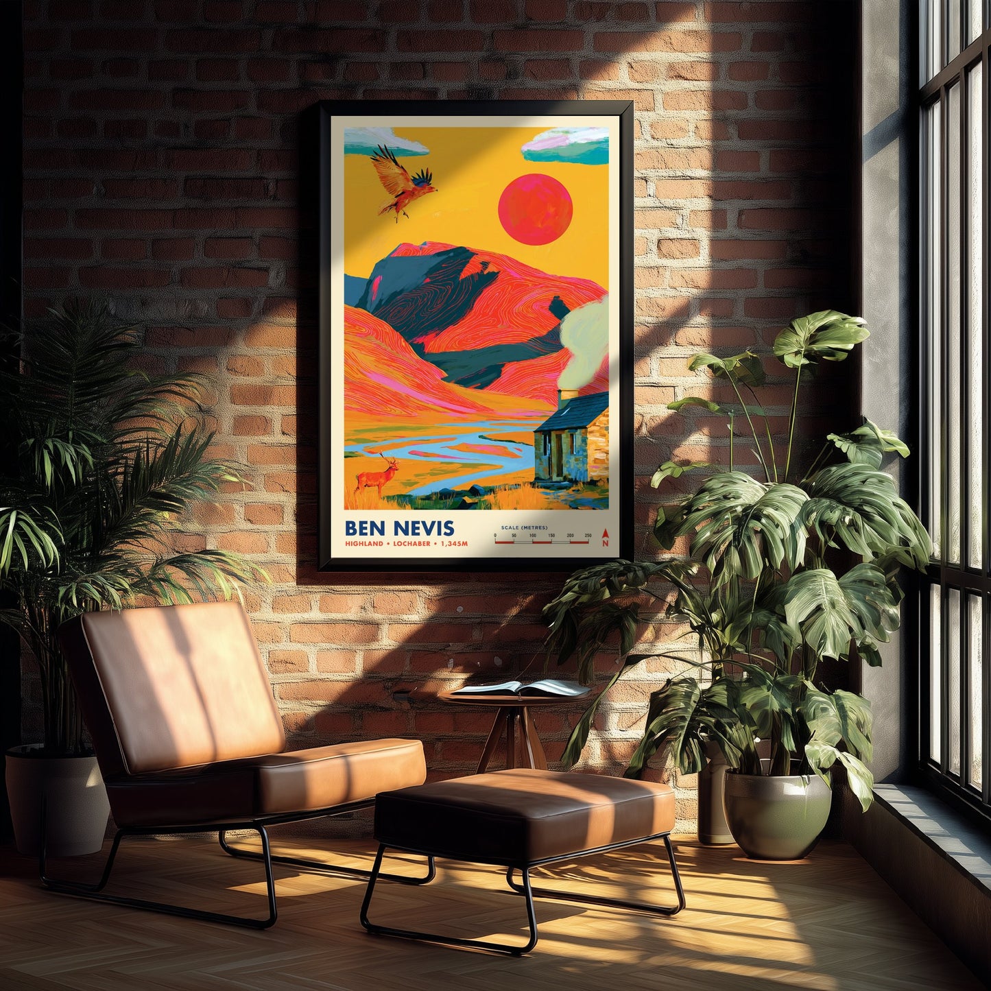 Ben Nevis Travel Poster - Art Print - Bold Colour Illustration - Highland Lochaber Hiking Wall Art 3/3