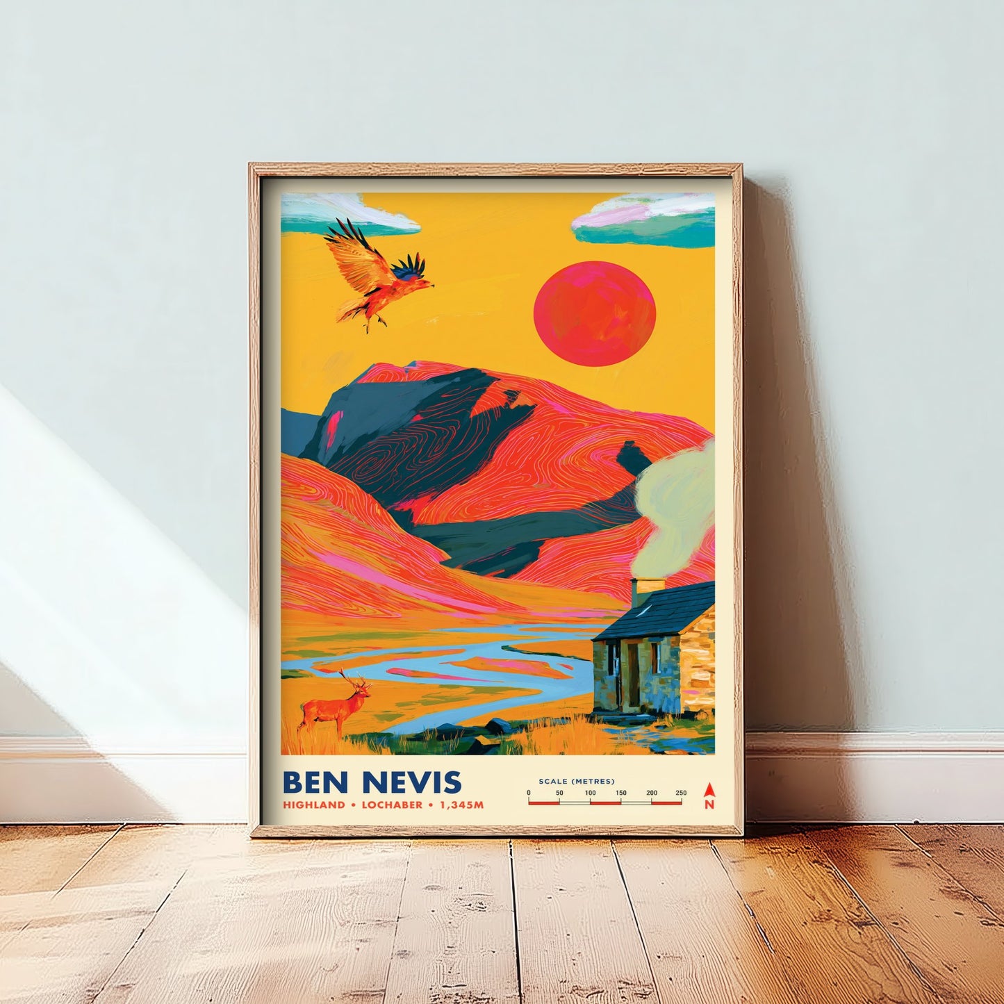 Ben Nevis Travel Poster - Art Print - Bold Colour Illustration - Highland Lochaber Hiking Wall Art 3/3