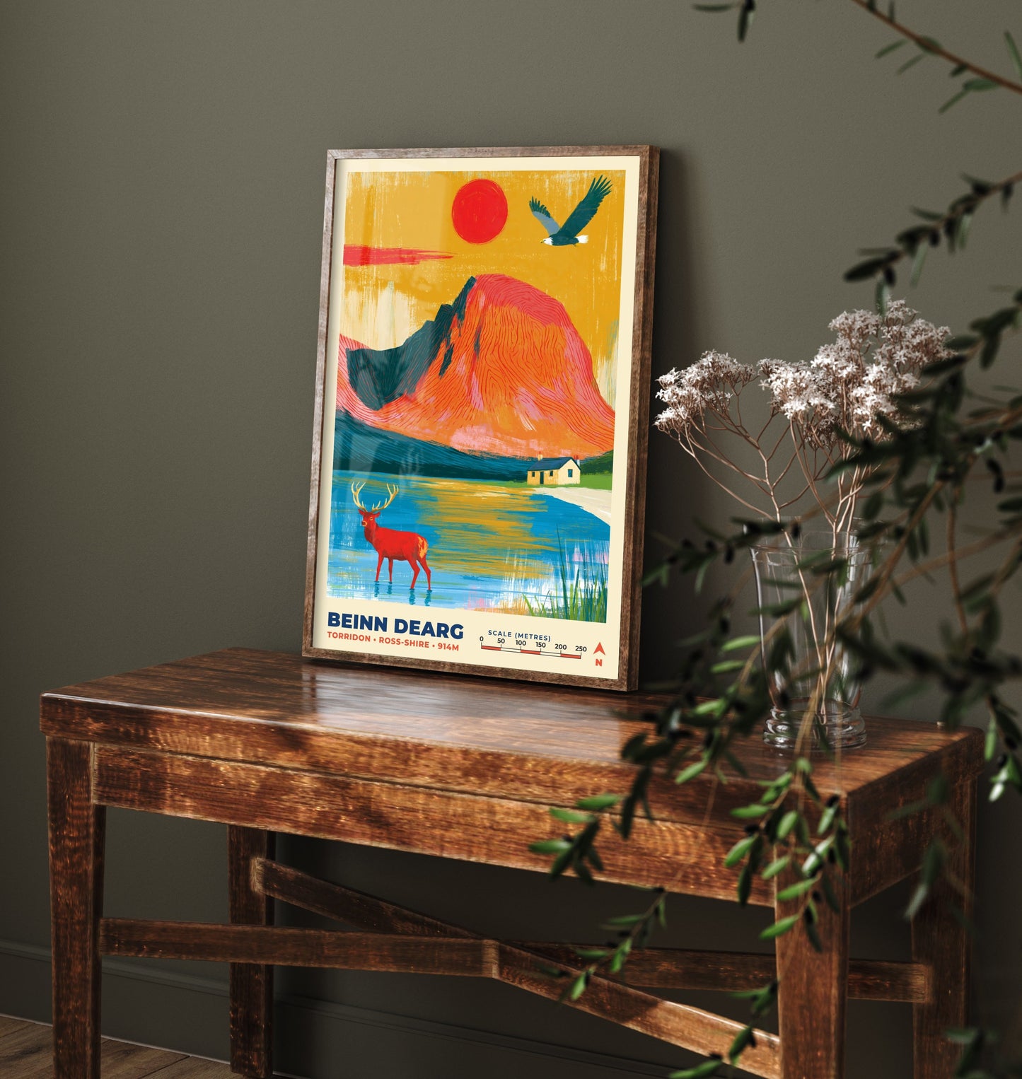 Beinn Dearg Travel Poster - Torridon Art Print - Bold Highland Mountain Painting - Ross-shire Wall Art 1/3