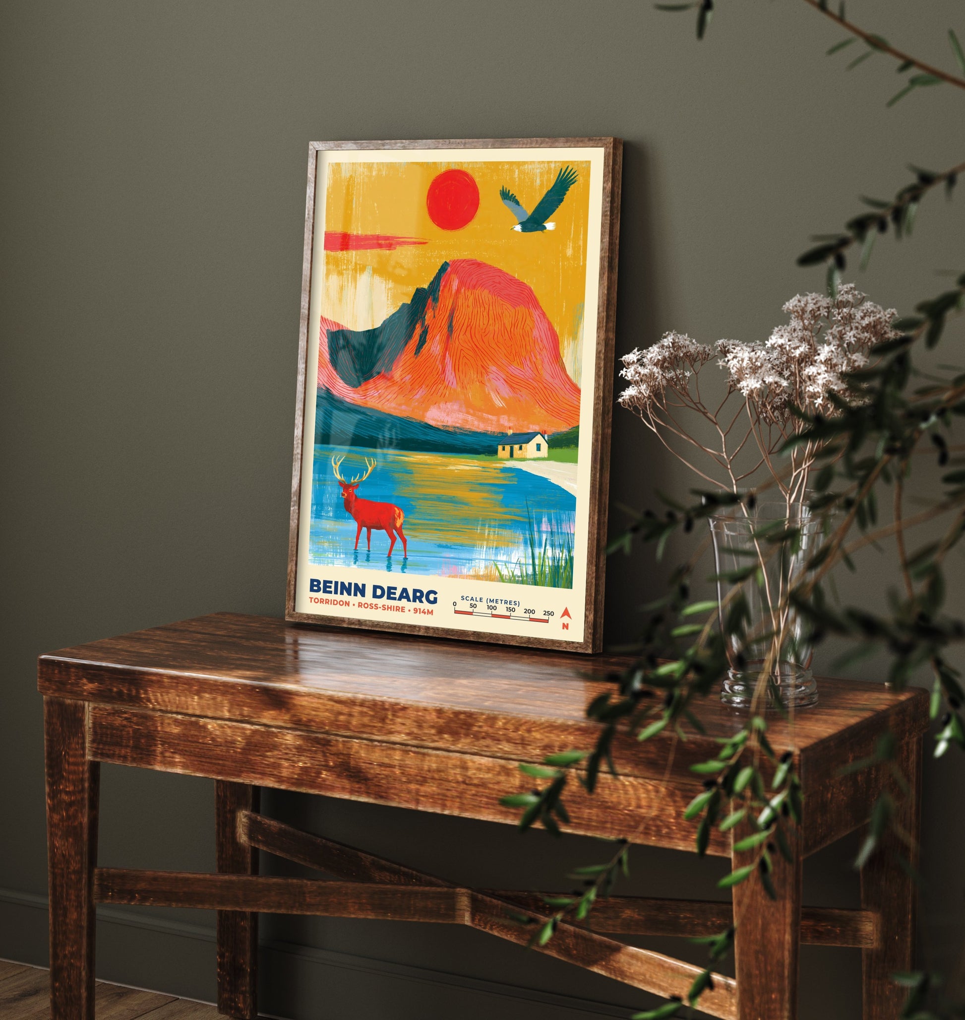 Beinn Dearg Travel Poster - Torridon Art Print - Bold Highland Mountain Painting - Ross-shire Wall Art 1/3