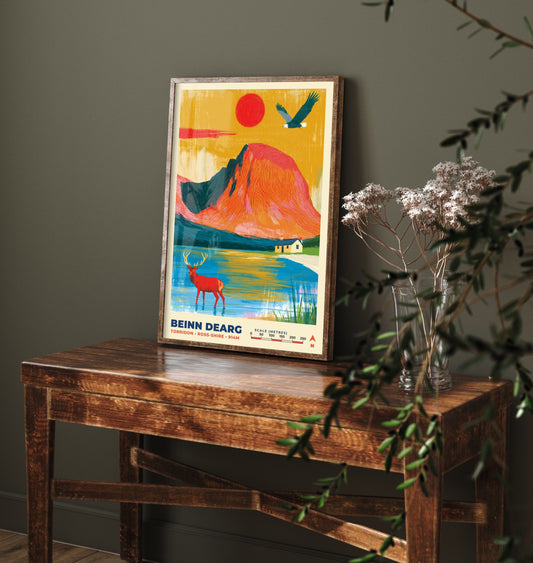Beinn Dearg Travel Poster - Torridon Art Print - Bold Highland Mountain Painting - Ross-shire Wall Art 1/3